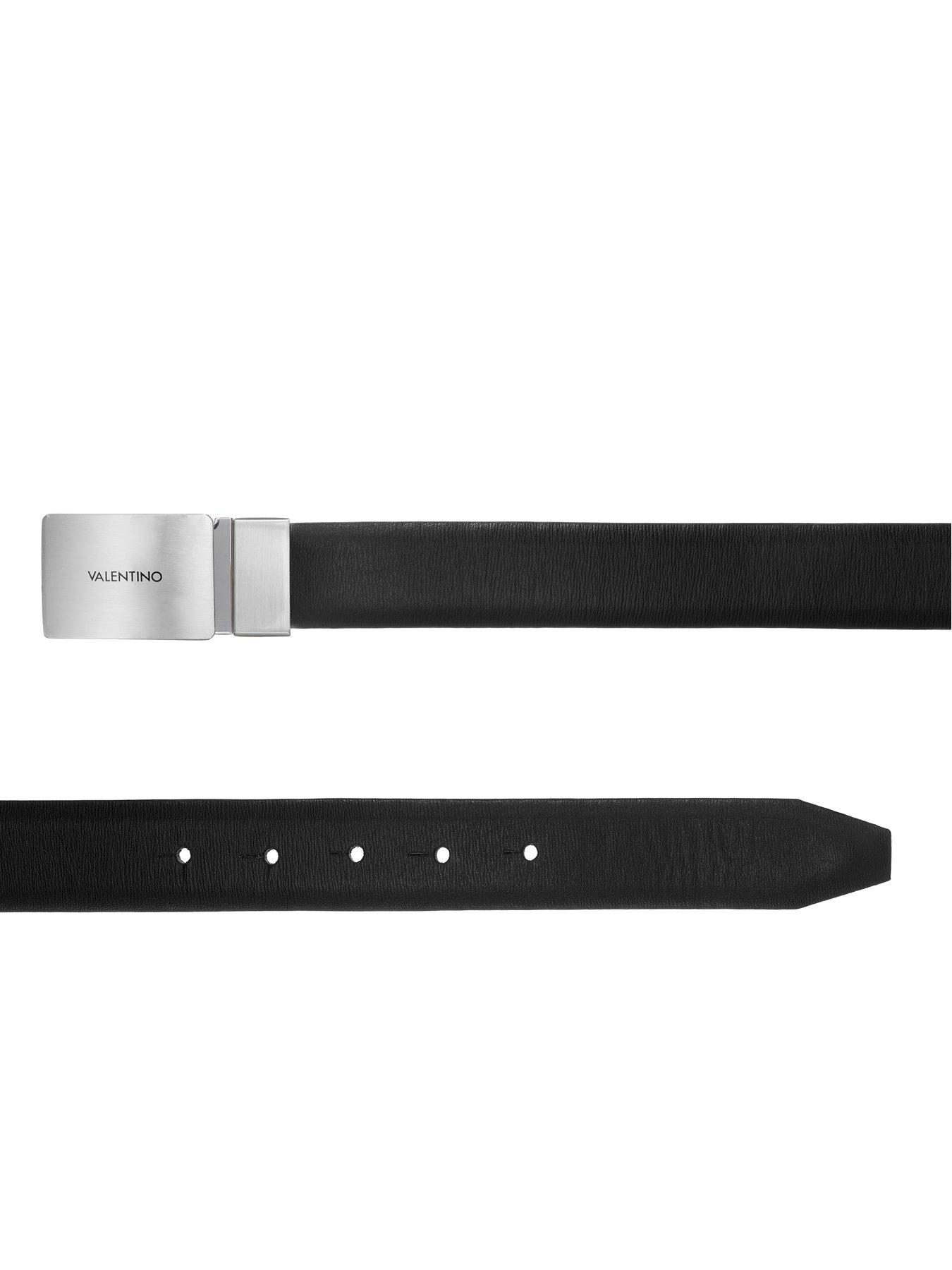 Image 3 of 3 of Valentino Litech Plaque Buckle Leather Belt - Black