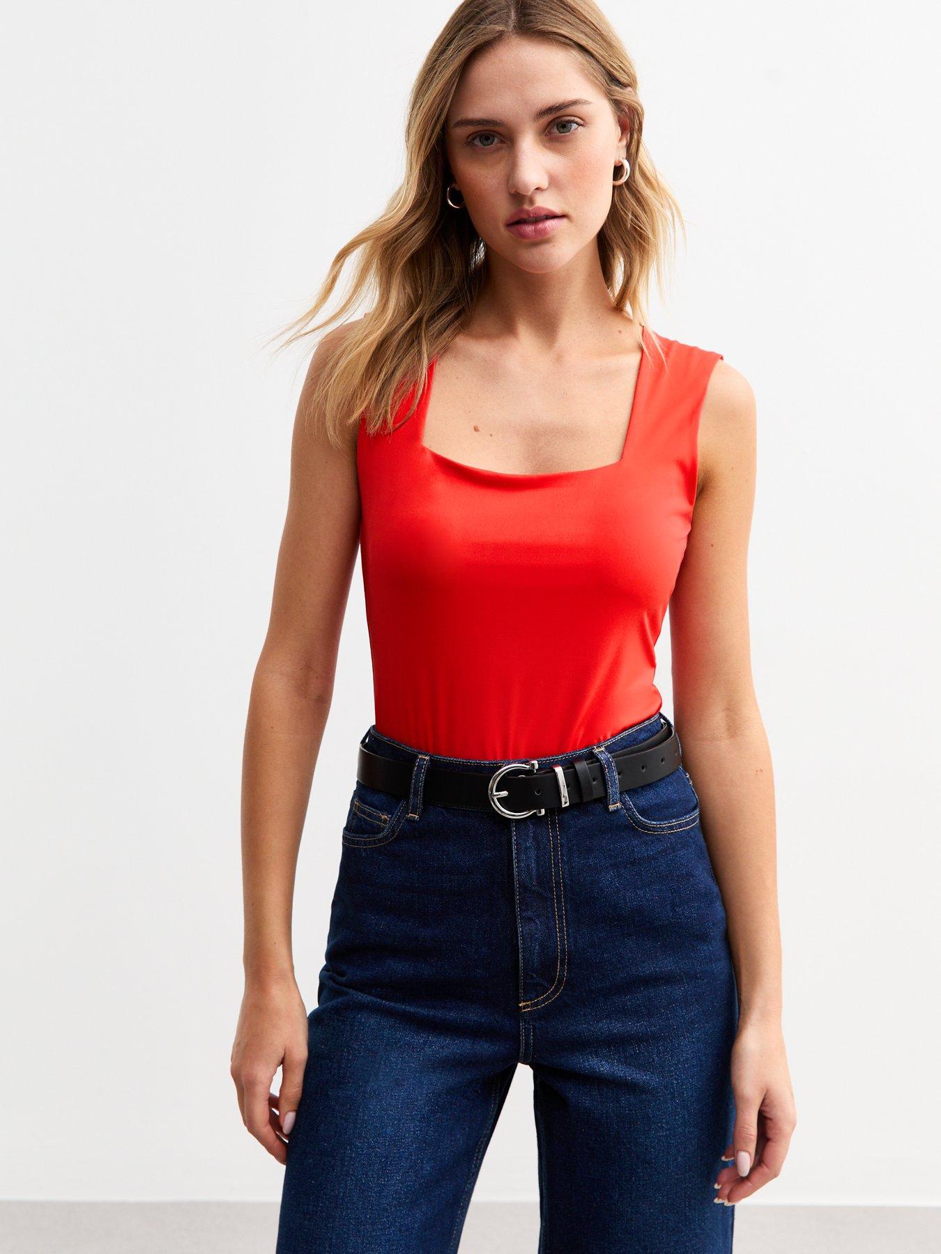 Image of New Look Red Square Neck Bodysuit