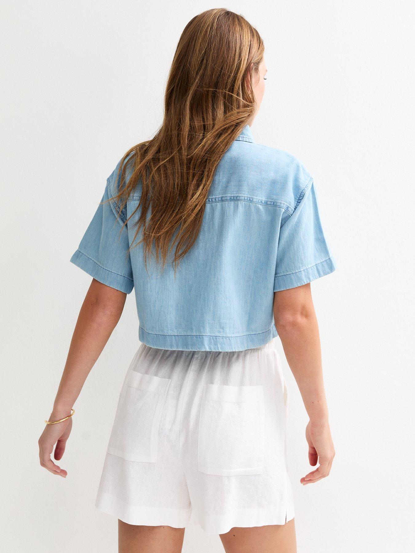 Image 2 of 4 of New Look Celery Boxy Shirt - Light Blue