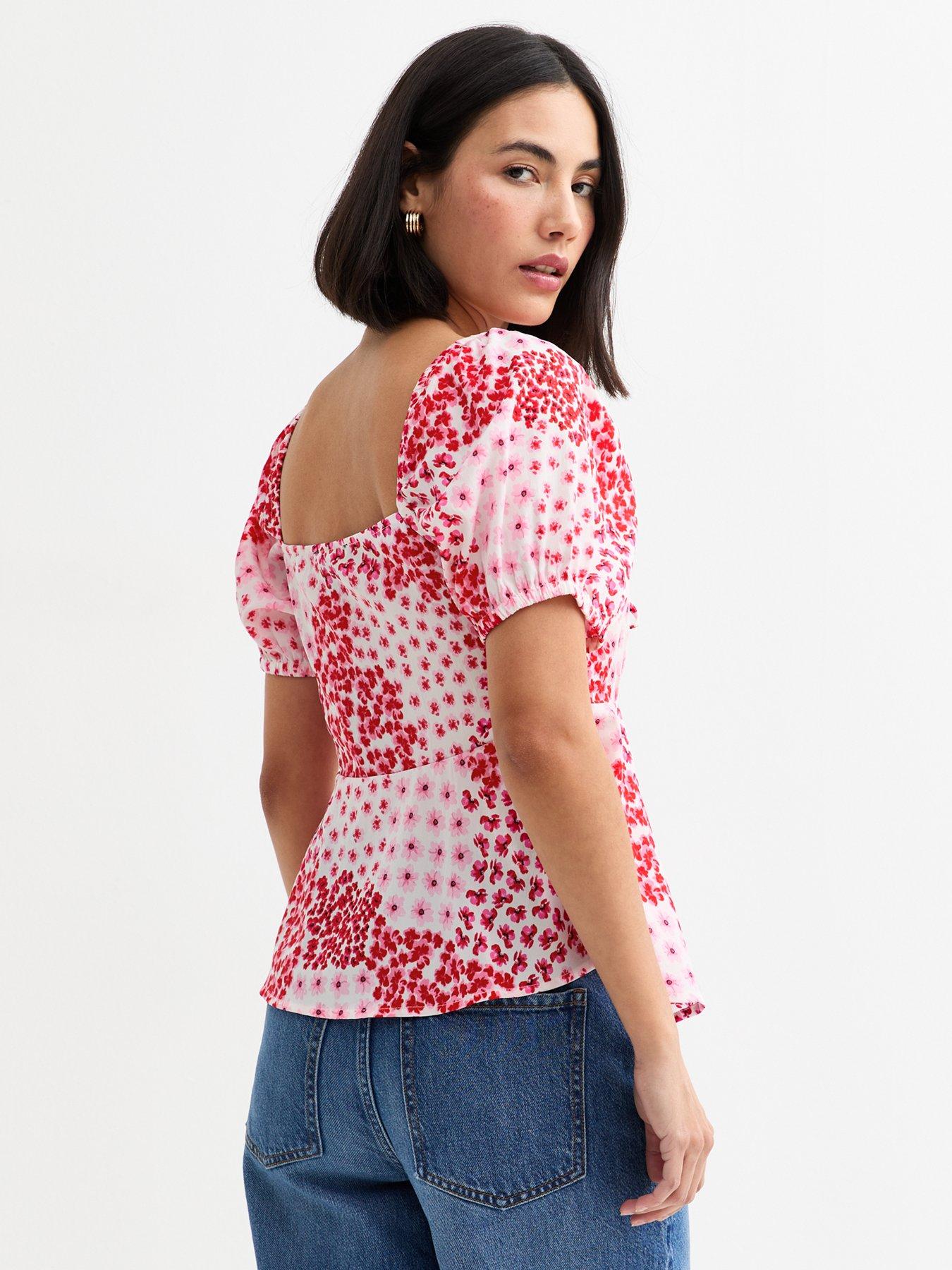new-look-floral-print-puff-sleeve-top-pinkstillFront