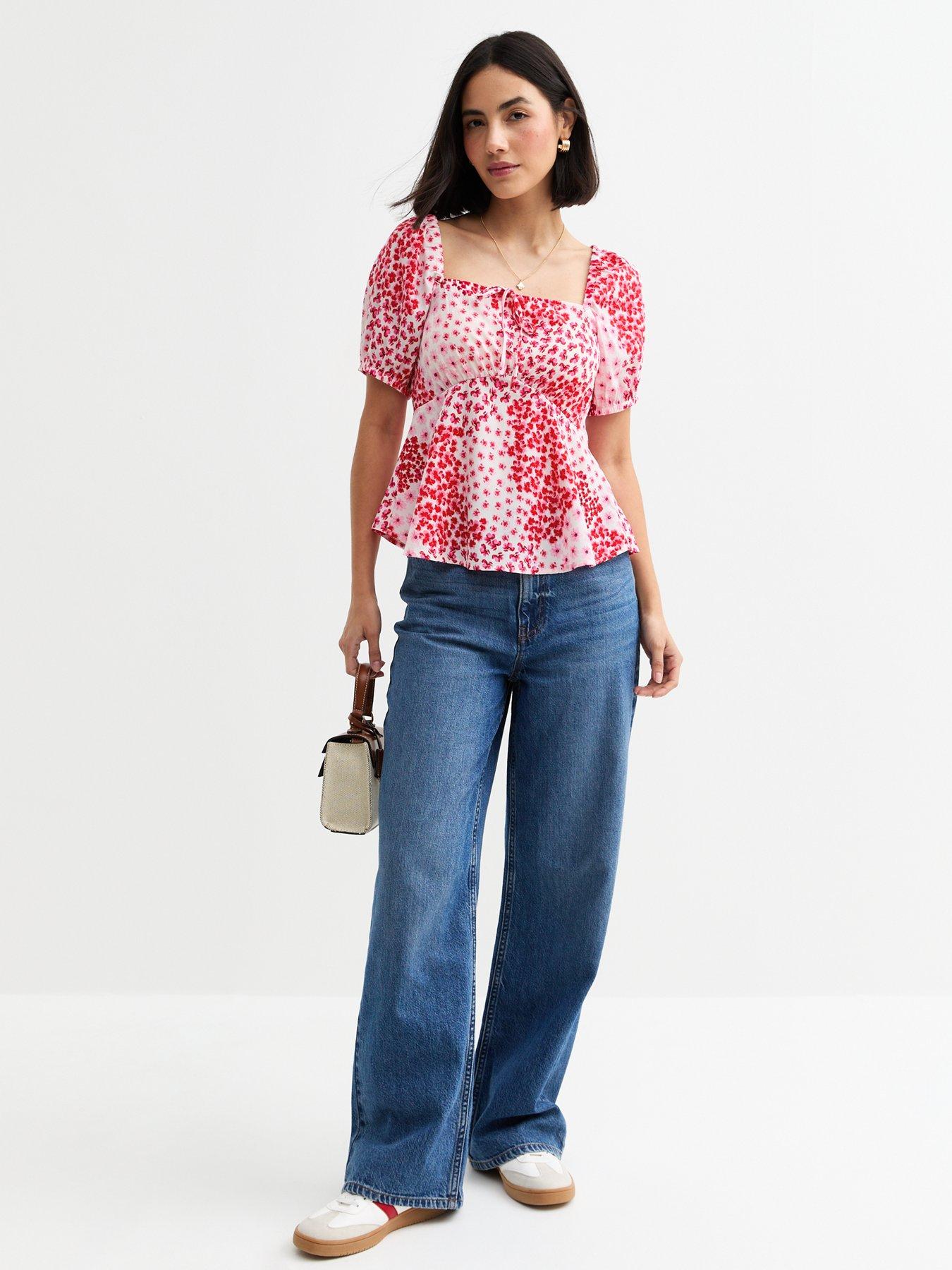 new-look-floral-print-puff-sleeve-top-pinkback