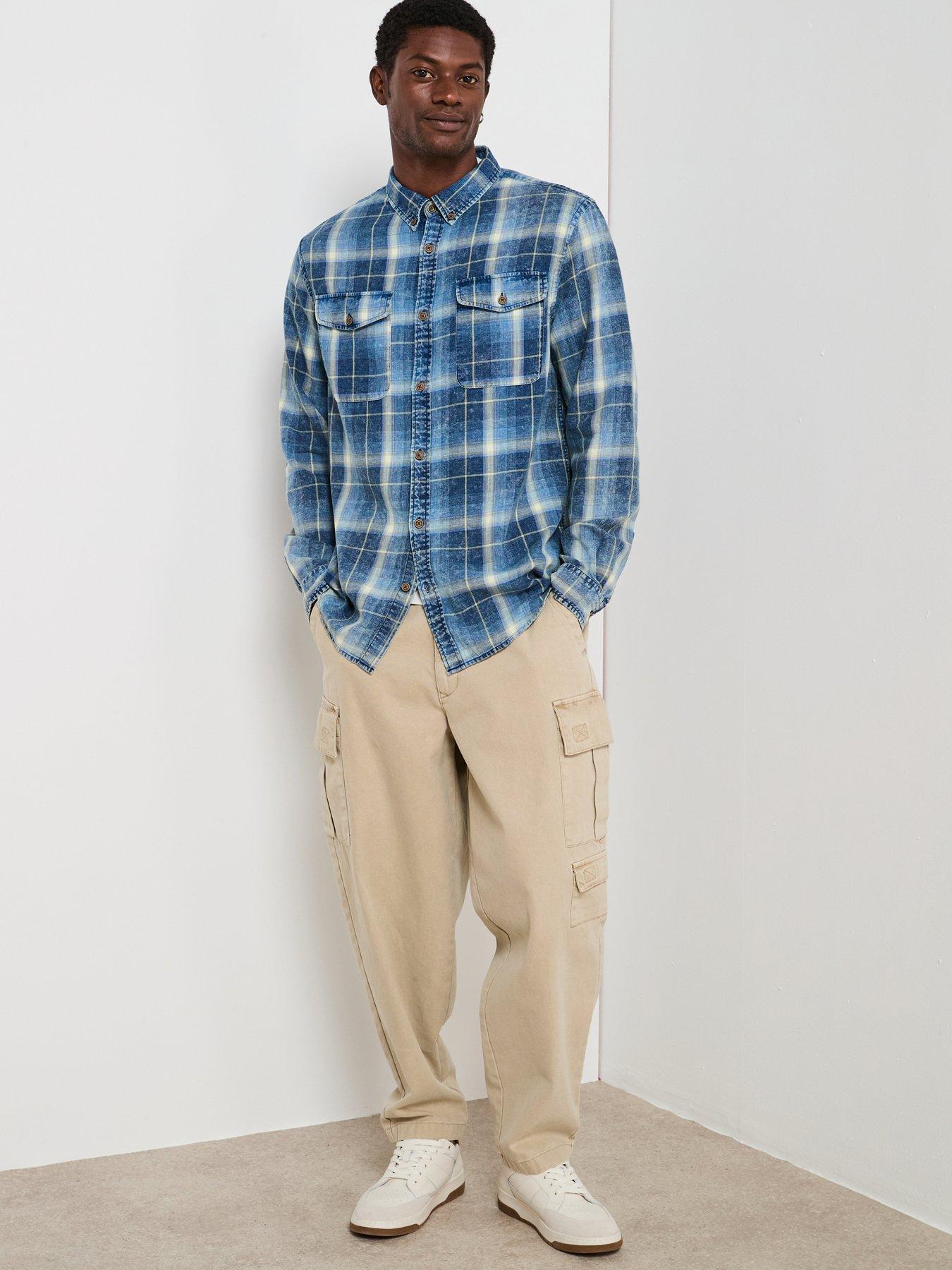 very-man-double-pocket-washed-check-shirt-bluefront