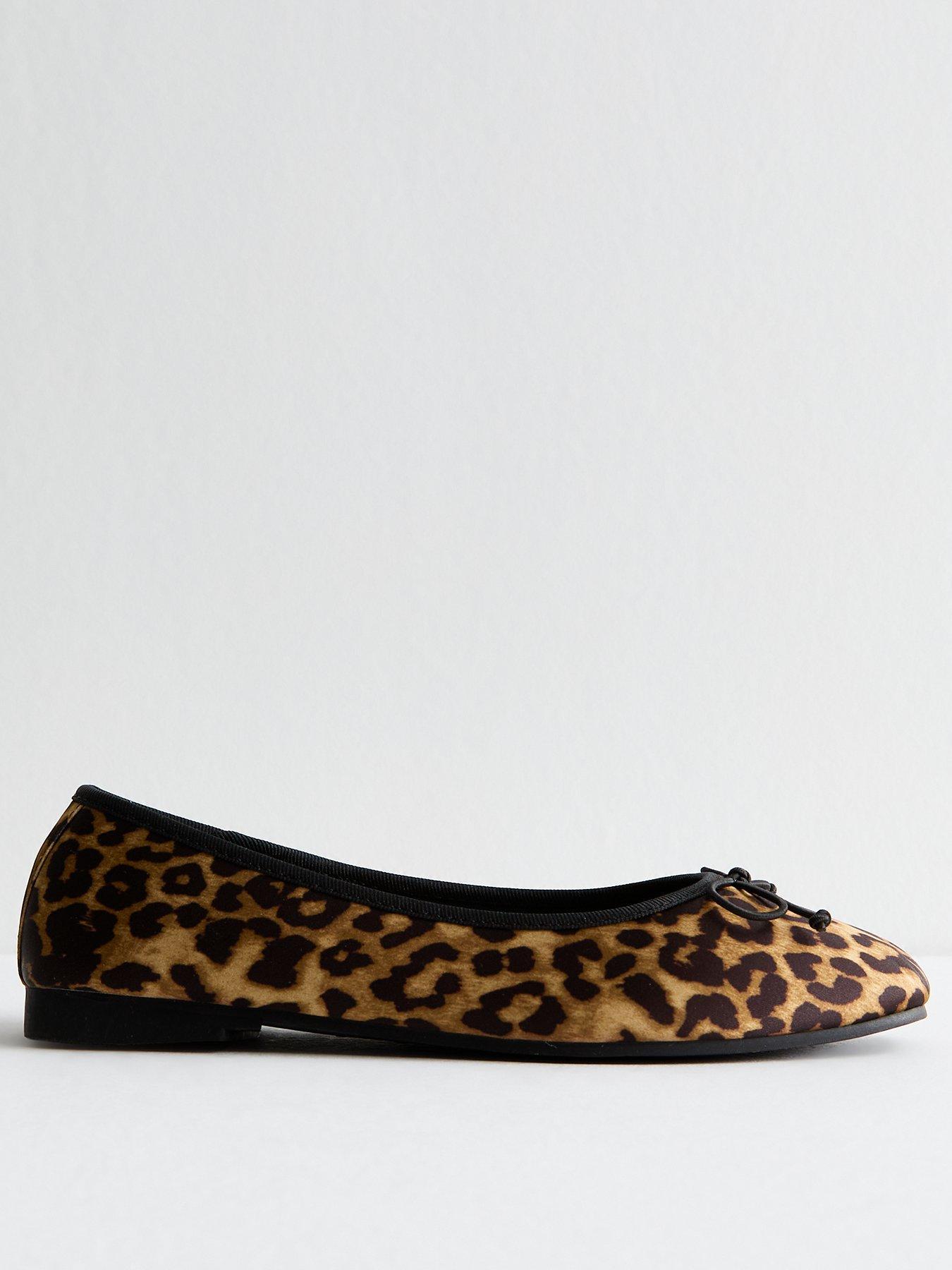 Image of New Look Wide Fit Stone Leopard Print Ballet Flats