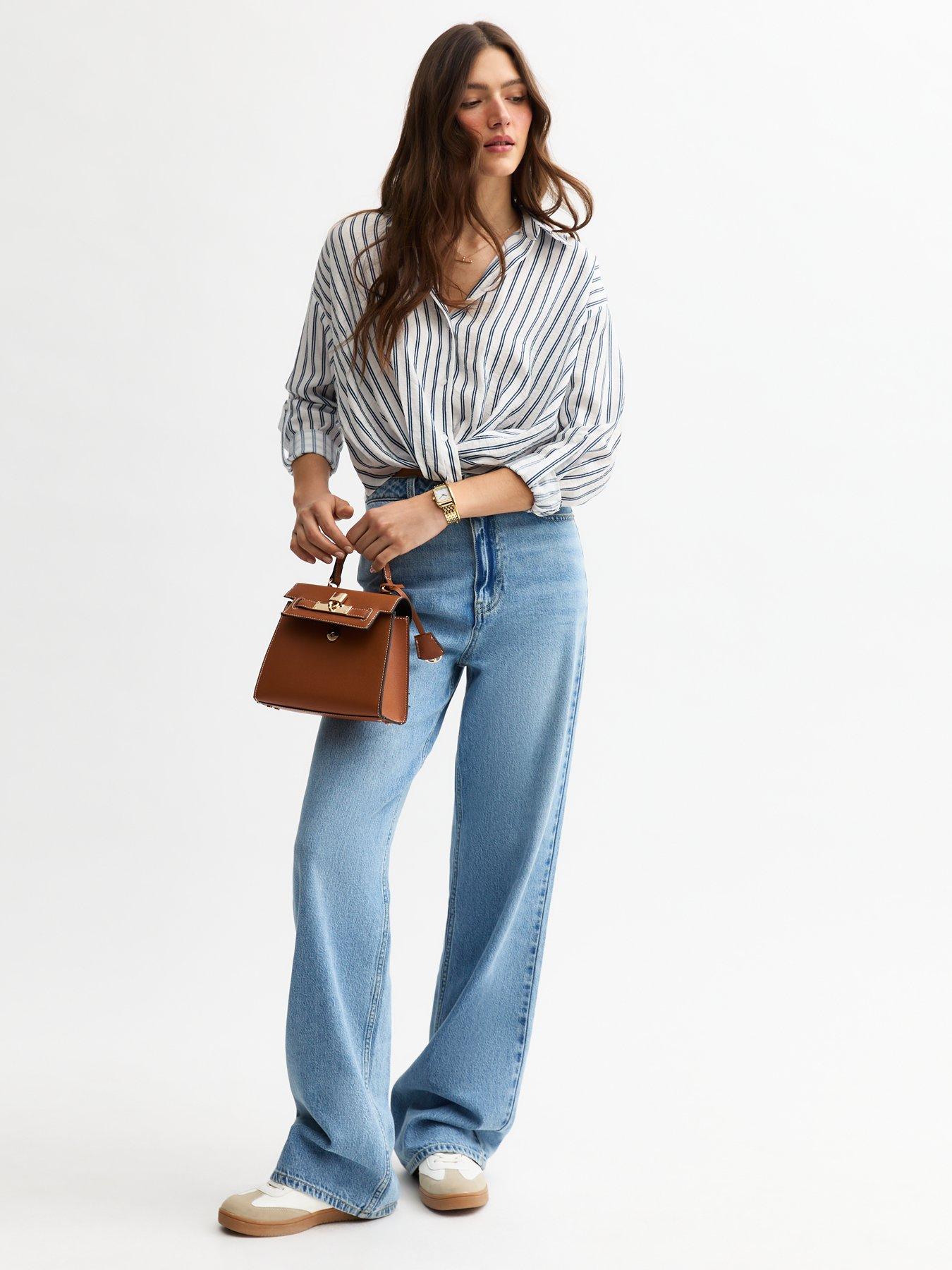 Image 3 of 5 of New Look Striped Twist Front Shirt - Blue