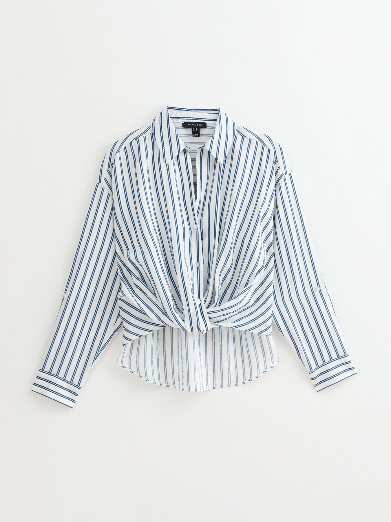 Image 5 of 5 of New Look Striped Twist Front Shirt - Blue