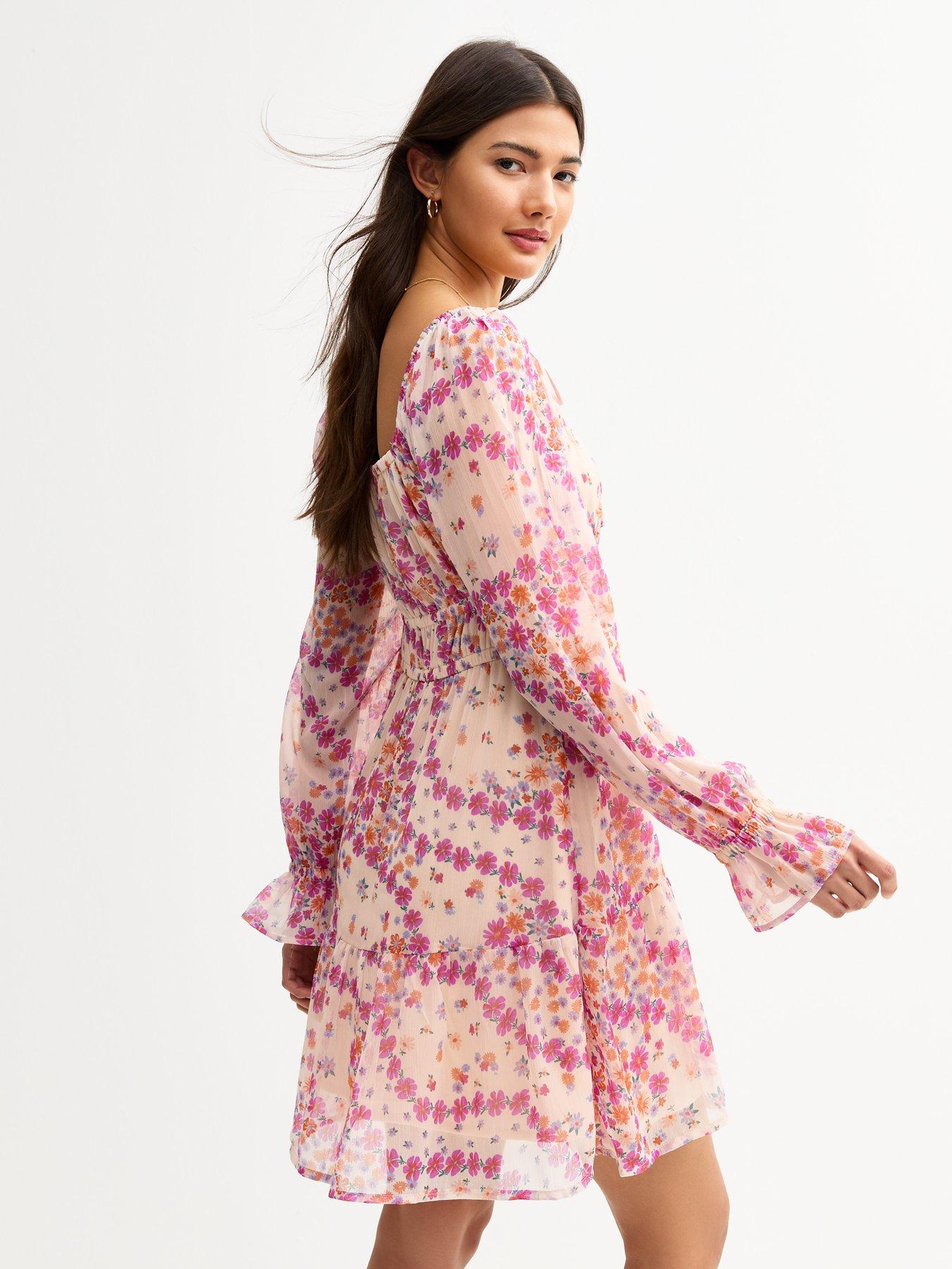 long sleeve milkmaid mini dress boohoo Women's Frill Long Sleeve Milkmaid Mini Dress