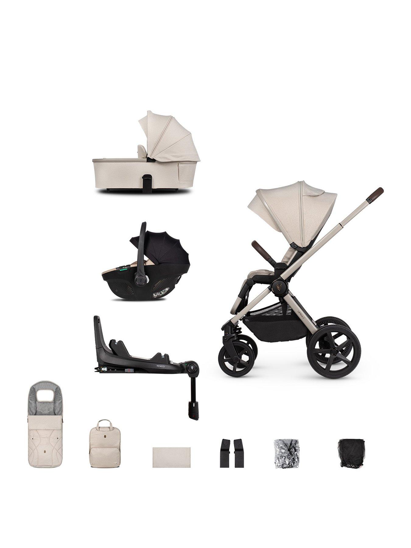 Venicci Upline 2 - 3in1 Bundle plus Tiago Beige Car Seat and 360 Base - Stone Beige