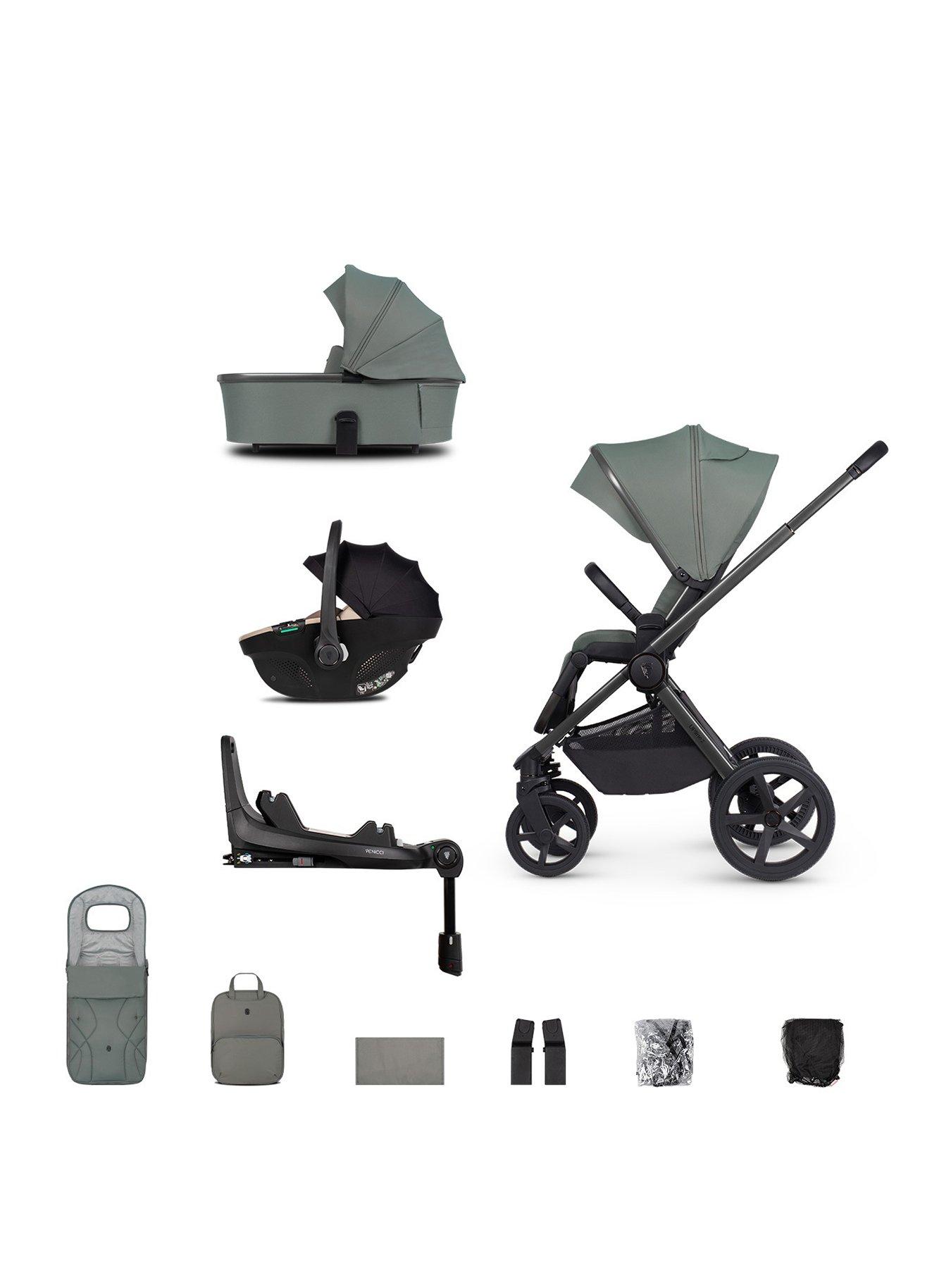 Image of Venicci Upline 2 - 3in1 Bundle plus Tiago Beige Car Seat and 360 Base - Aloe