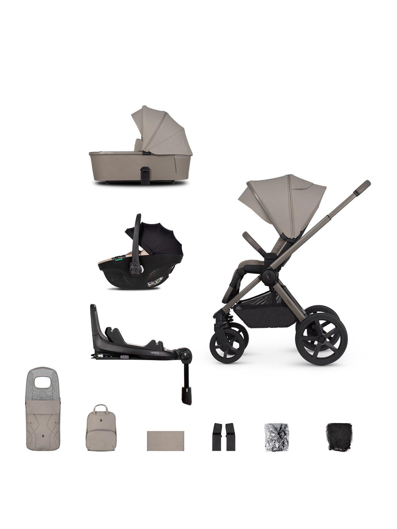Image of Venicci Upline 2 - 3in1 Bundle plus Tiago Beige Car Seat and 360 Base - Taupe