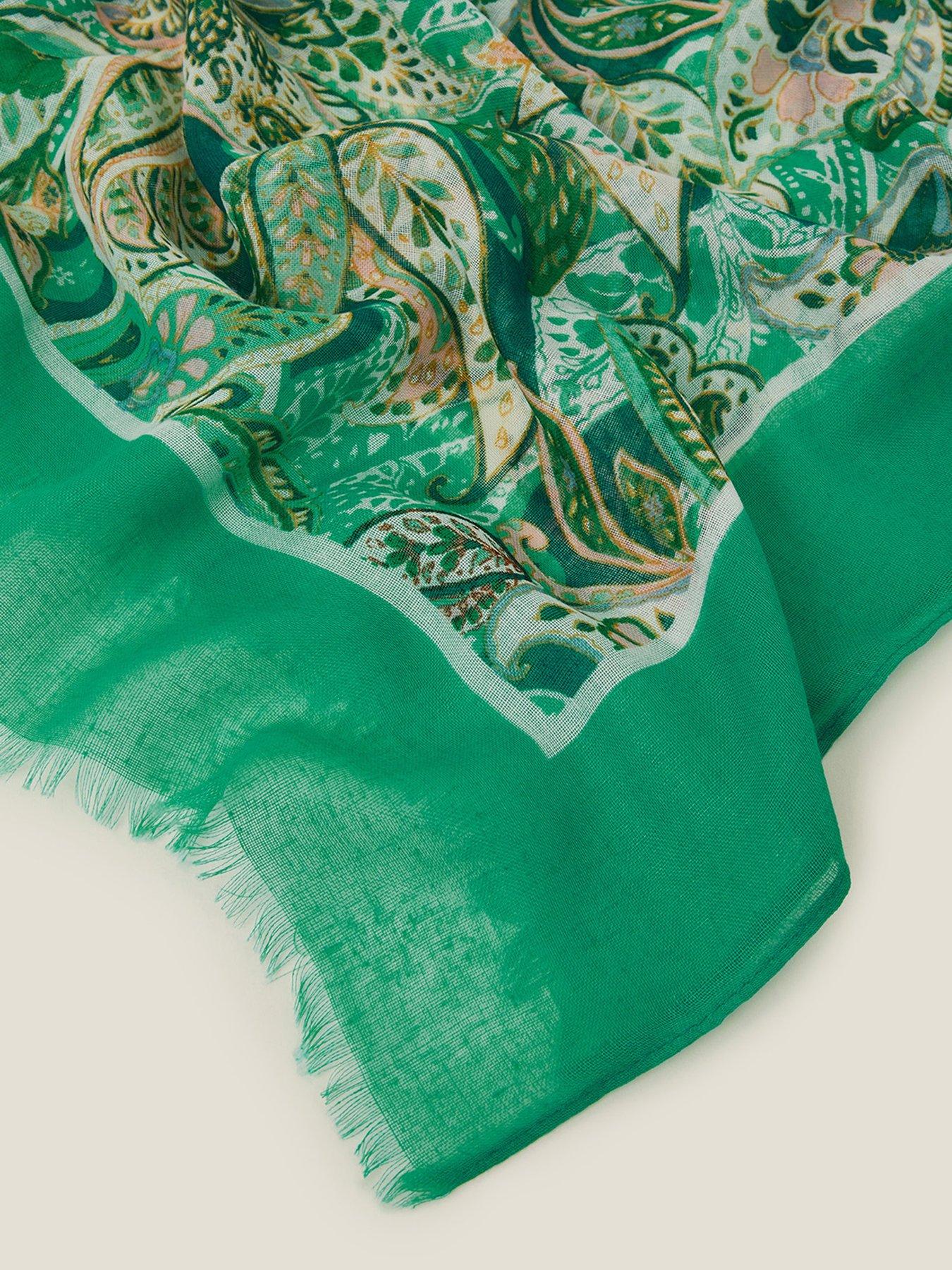Image 2 of 2 of Accessorize Polly Paisley Scarf - Teal