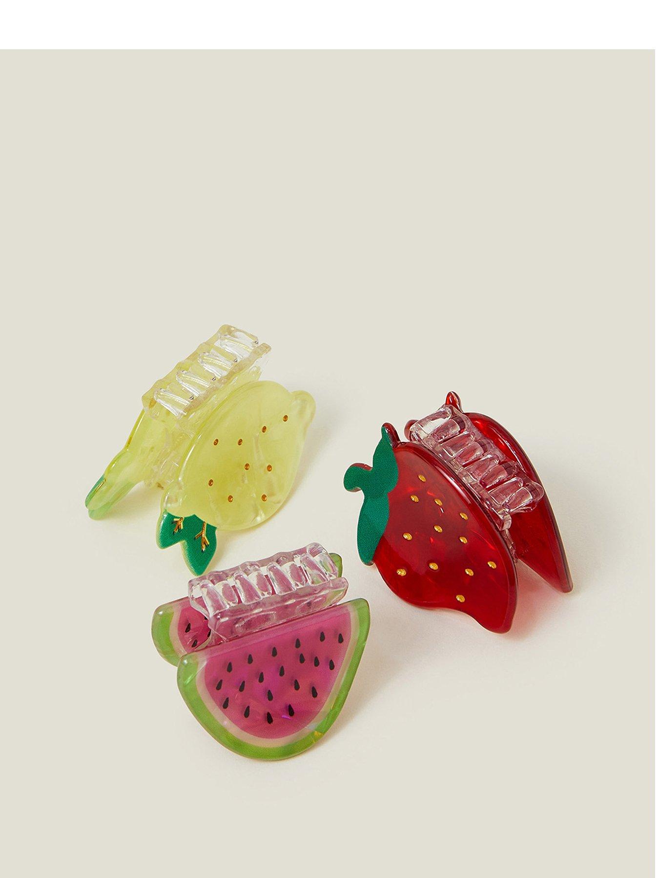 Image of Accessorize 3 X Mini Fruit Claw Clips - Brights Multi