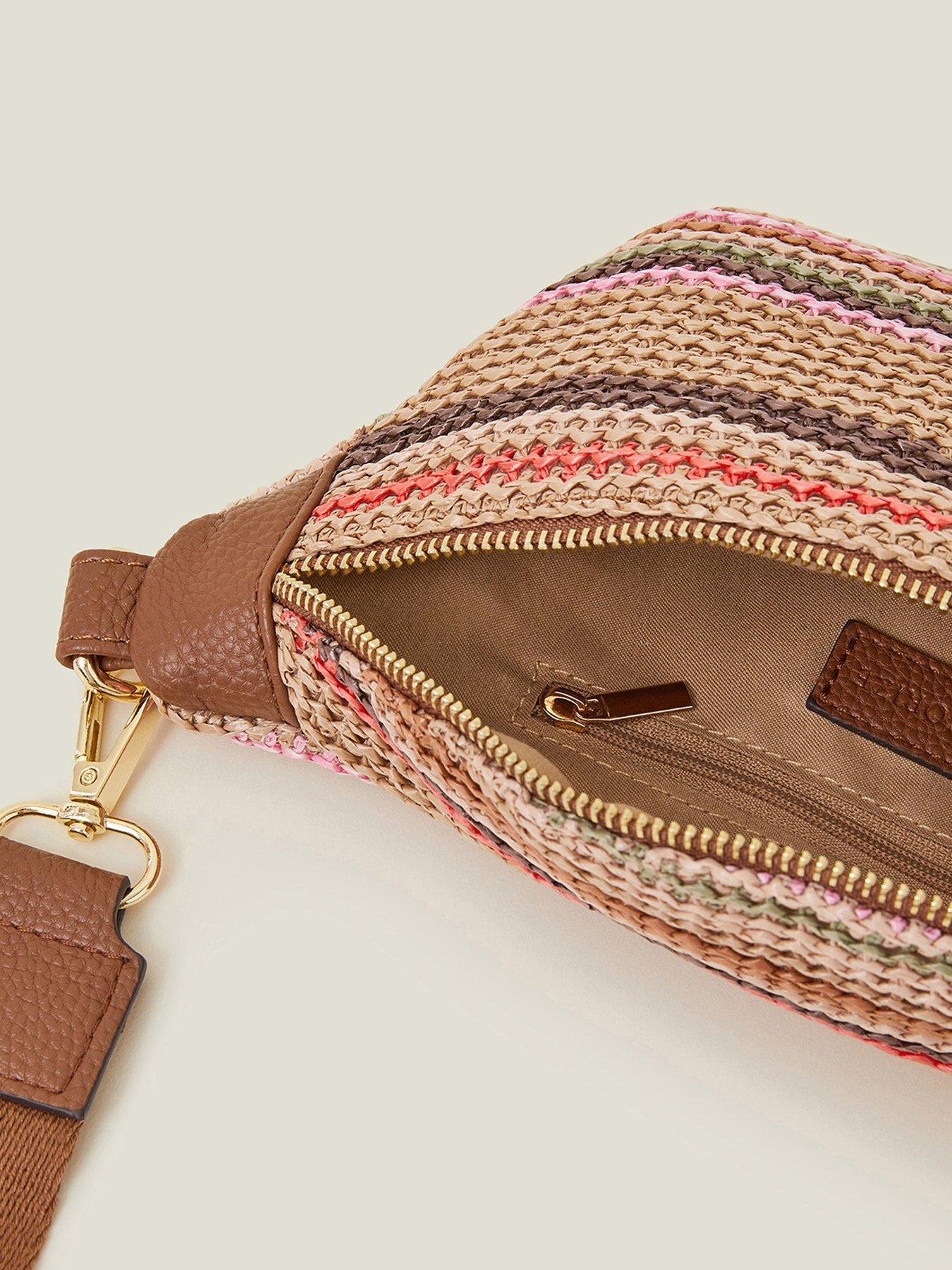 Image 5 of 5 of Accessorize Stripe Raffia Bum Bag - Pastel Multi