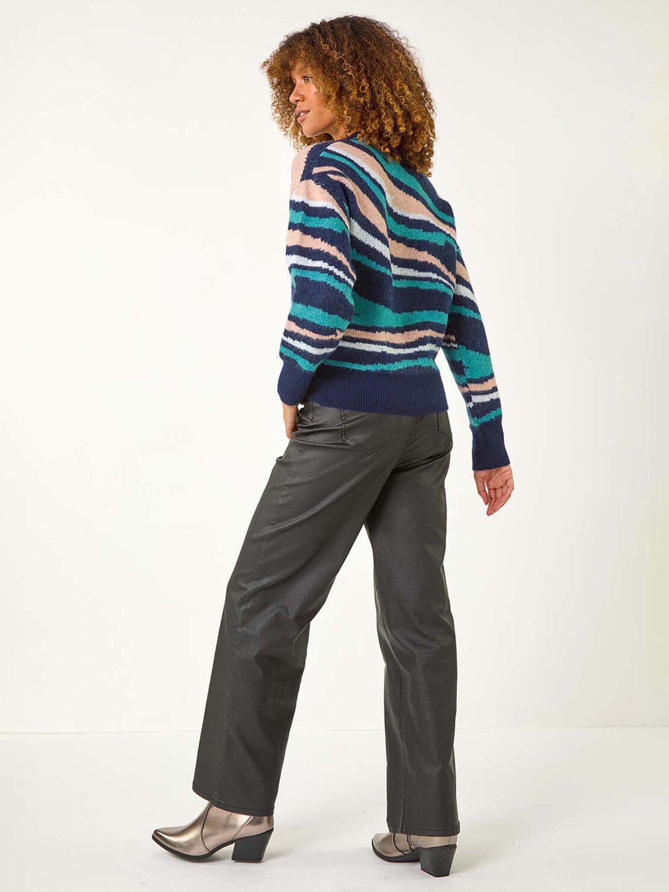 roman-sequin-animal-print-jumper-greenstillFront