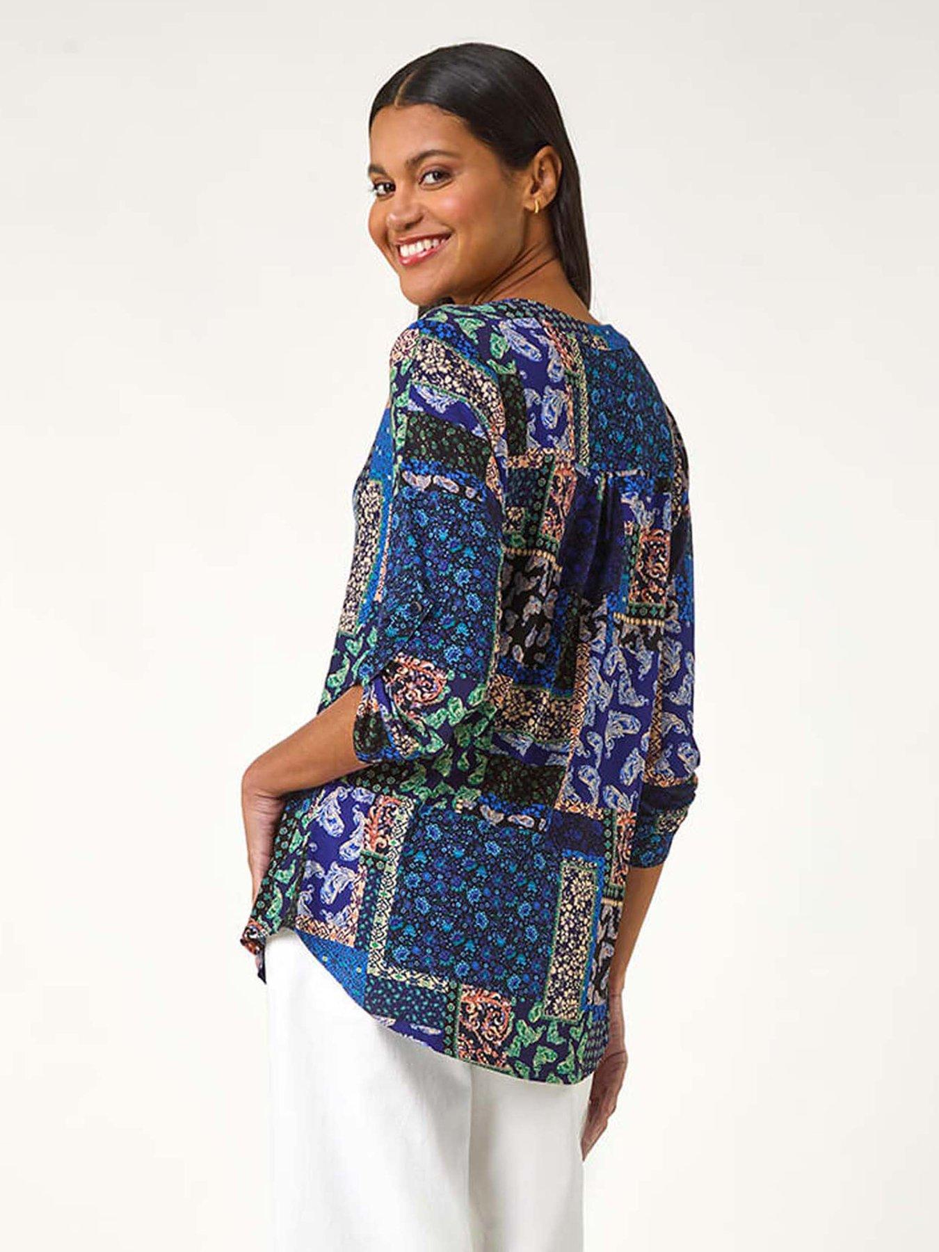 roman-paisley-contrast-print-stretch-top-navystillFront
