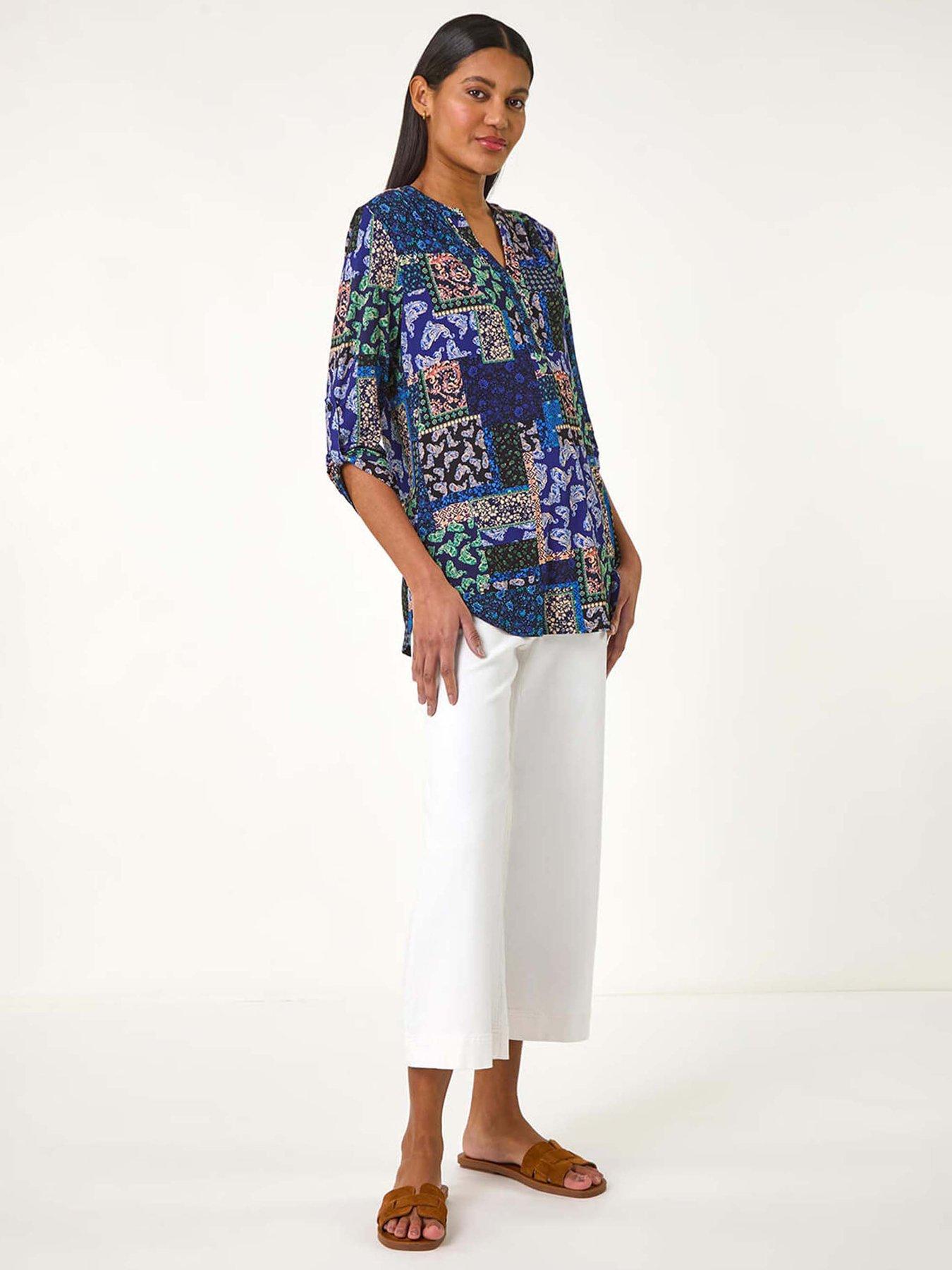 roman-paisley-contrast-print-stretch-top-navyback