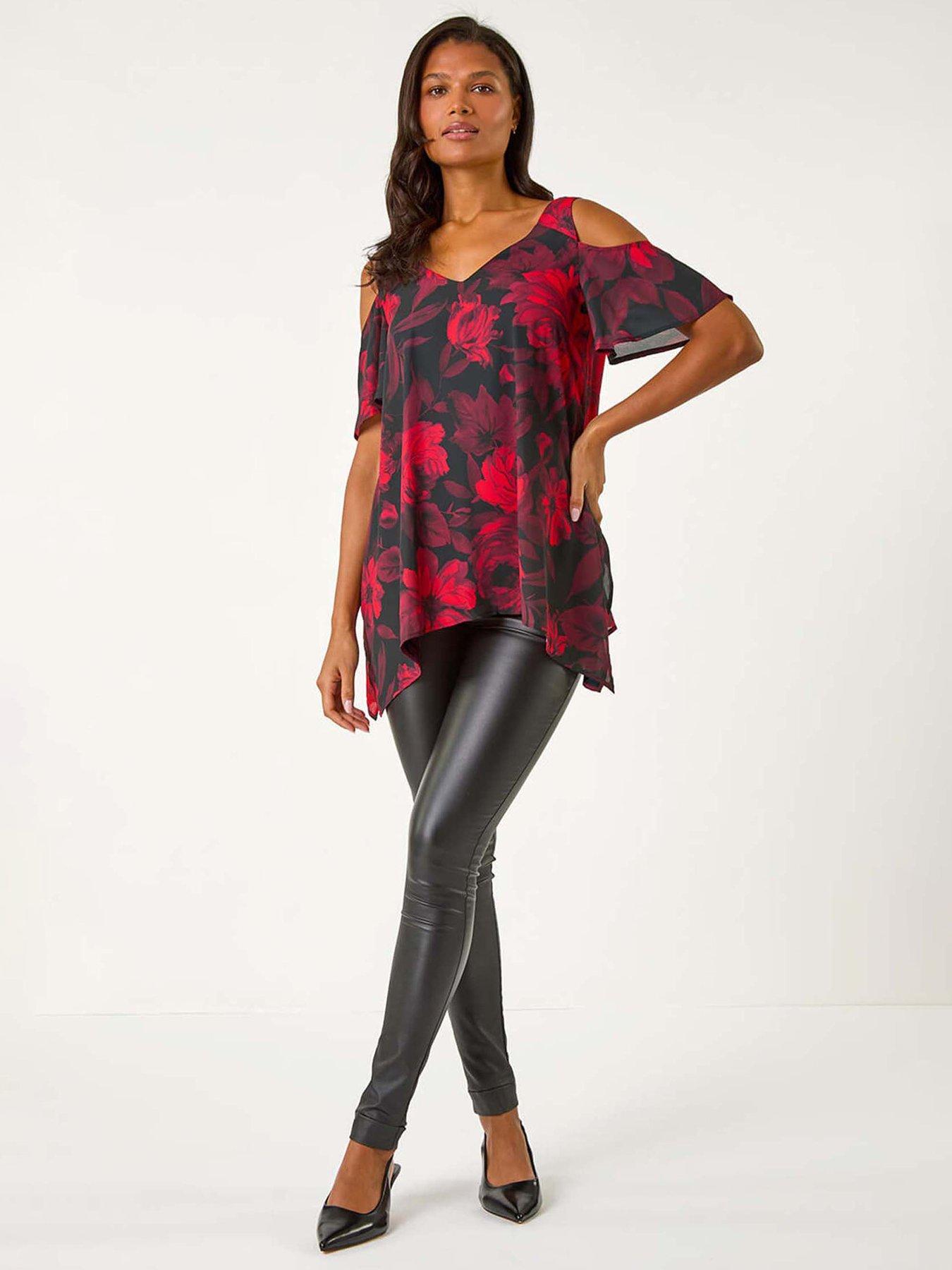 roman-floral-print-cold-shoulder-asymmetric-top-redback