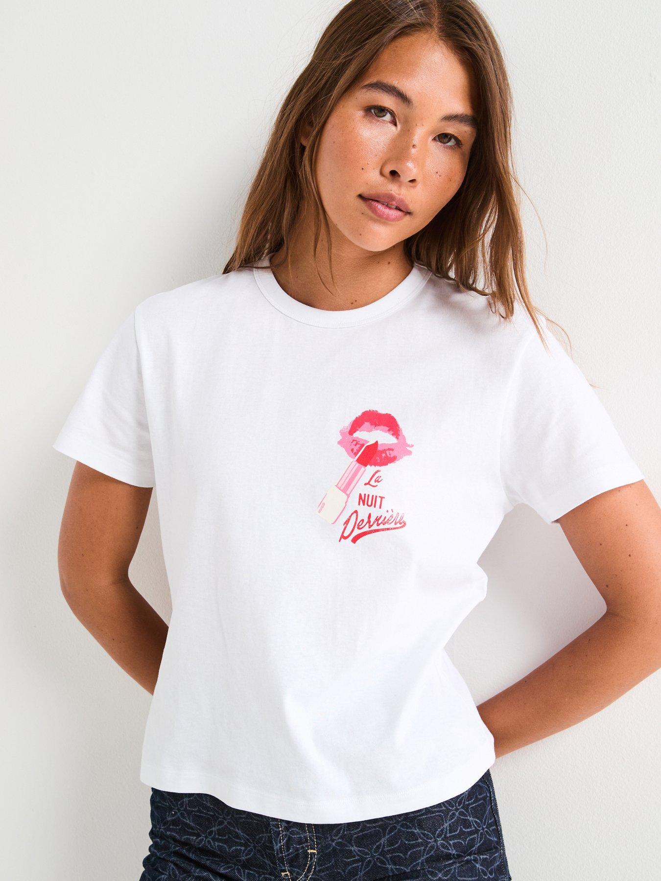 Image 1 of 6 of HUGO Destrel Graphic T-Shirt - White