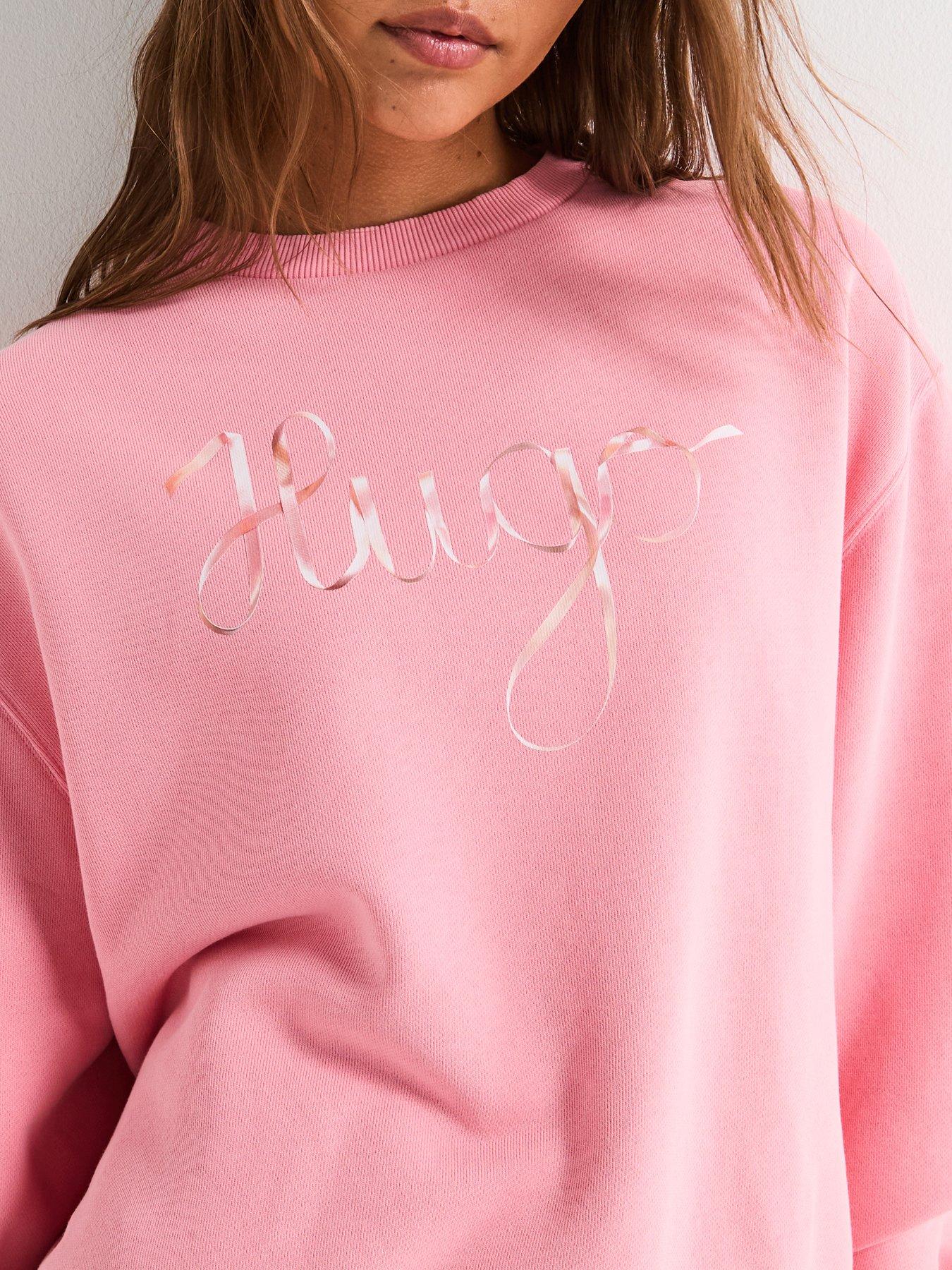 hugo-deroxina-logo-crew-neck-sweat-top-pinkoutfit