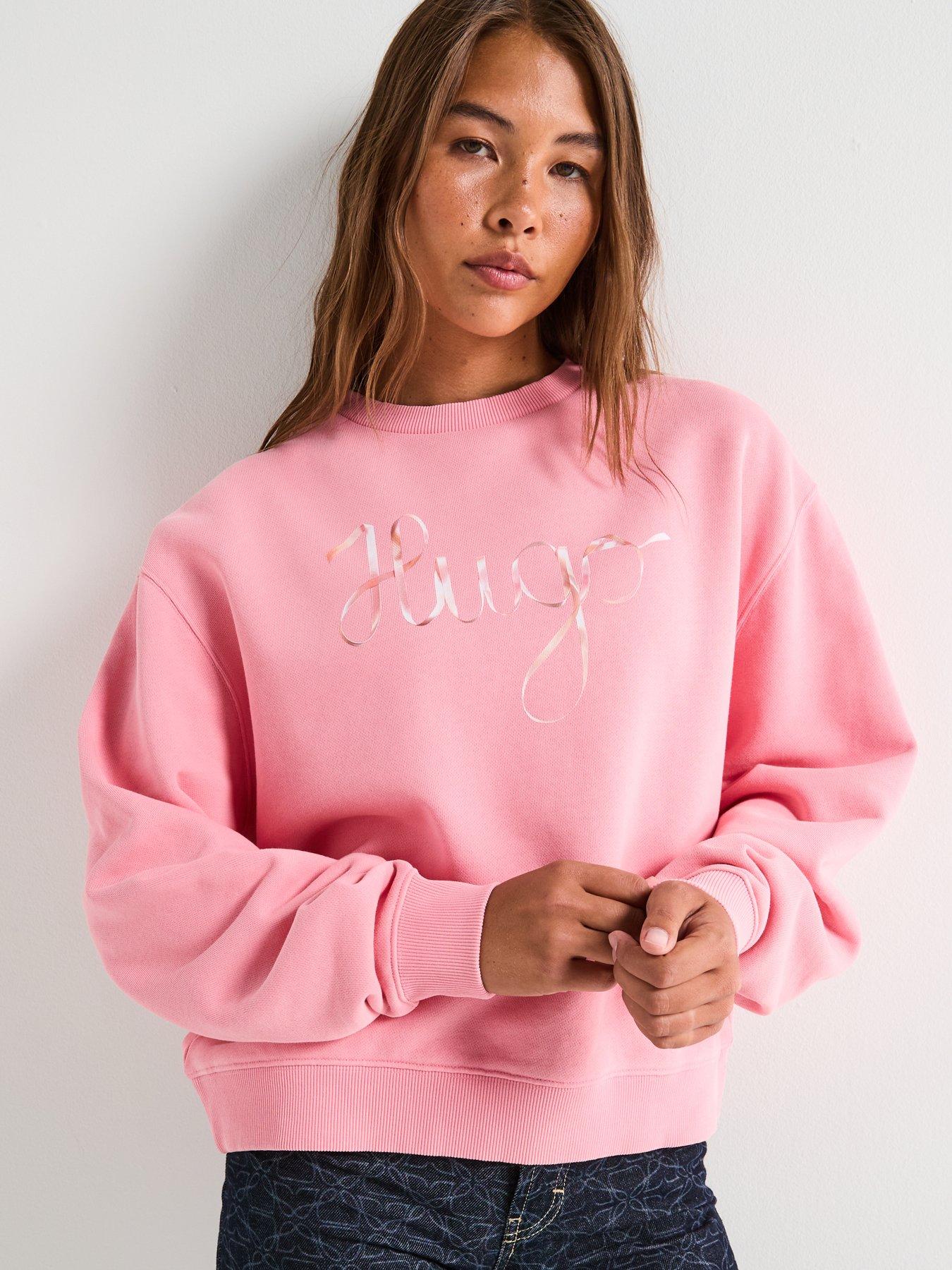 hugo-deroxina-logo-crew-neck-sweat-top-pinkdetail