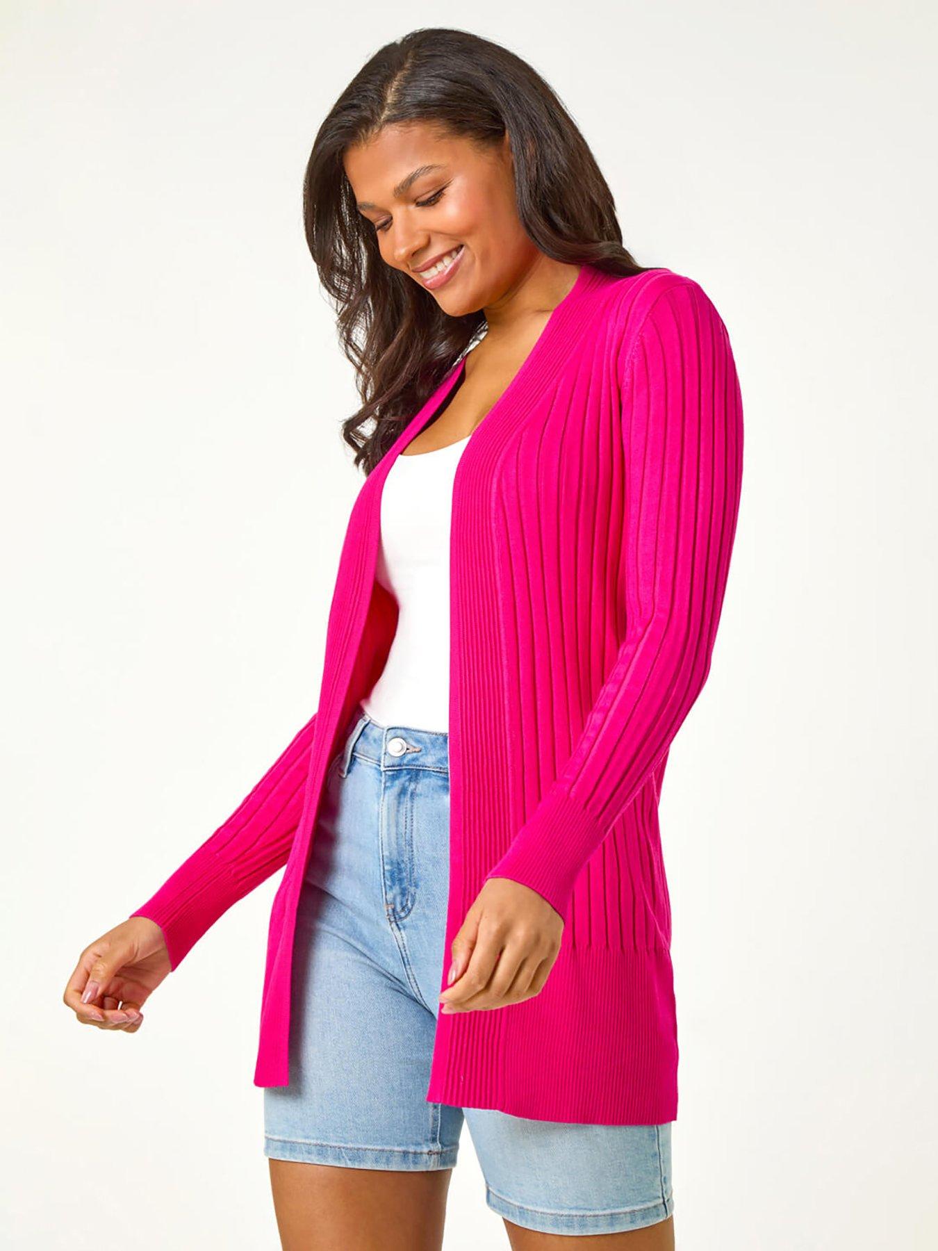 roman-longline-stretch-ribbed-cardigan-pinkfront