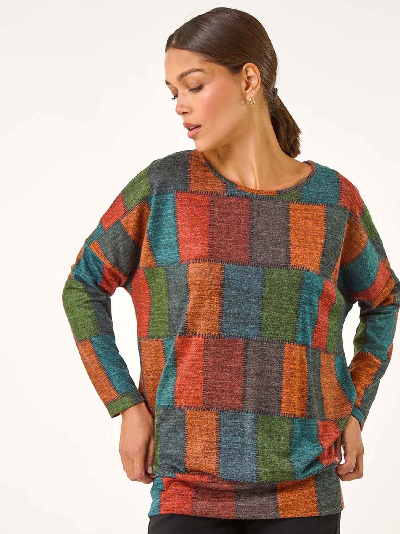 roman-patchwork-print-drop-shoulder-stretch-top-red