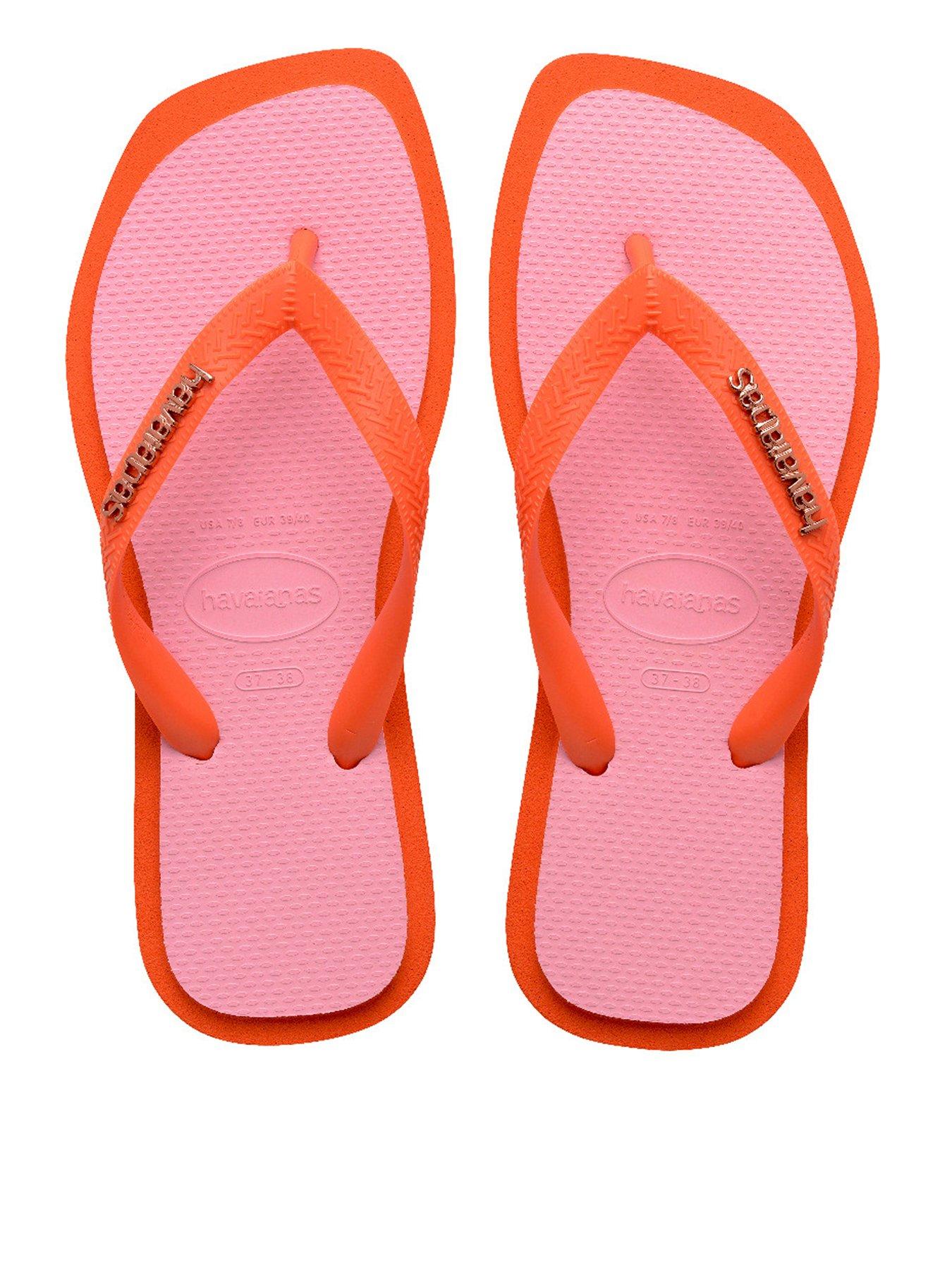 undefined Top Sqaure Fusion Flip Flop - Sunset Orange