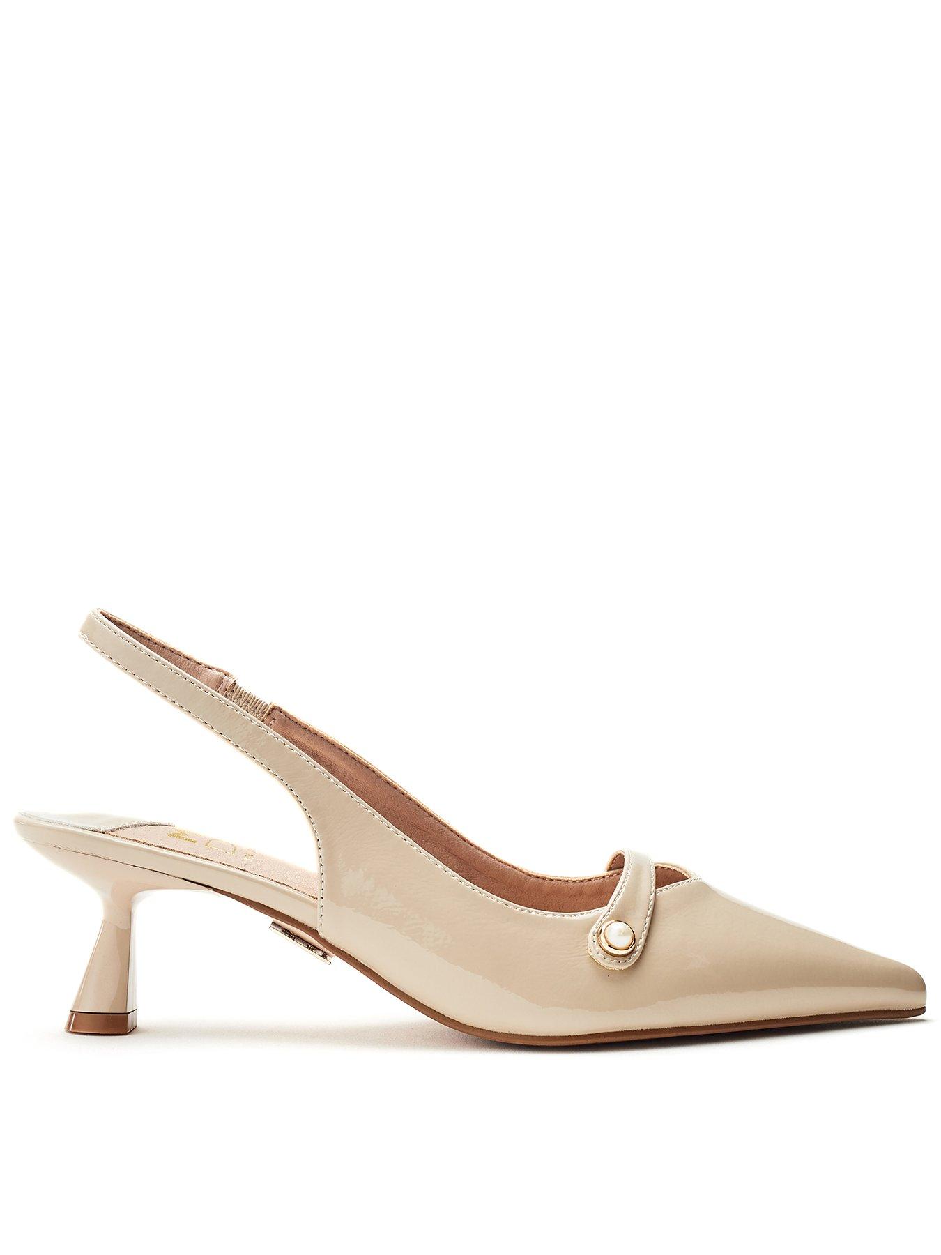 Moda In Pelle Godal Slingback Kitten Heel Shoes - Natural