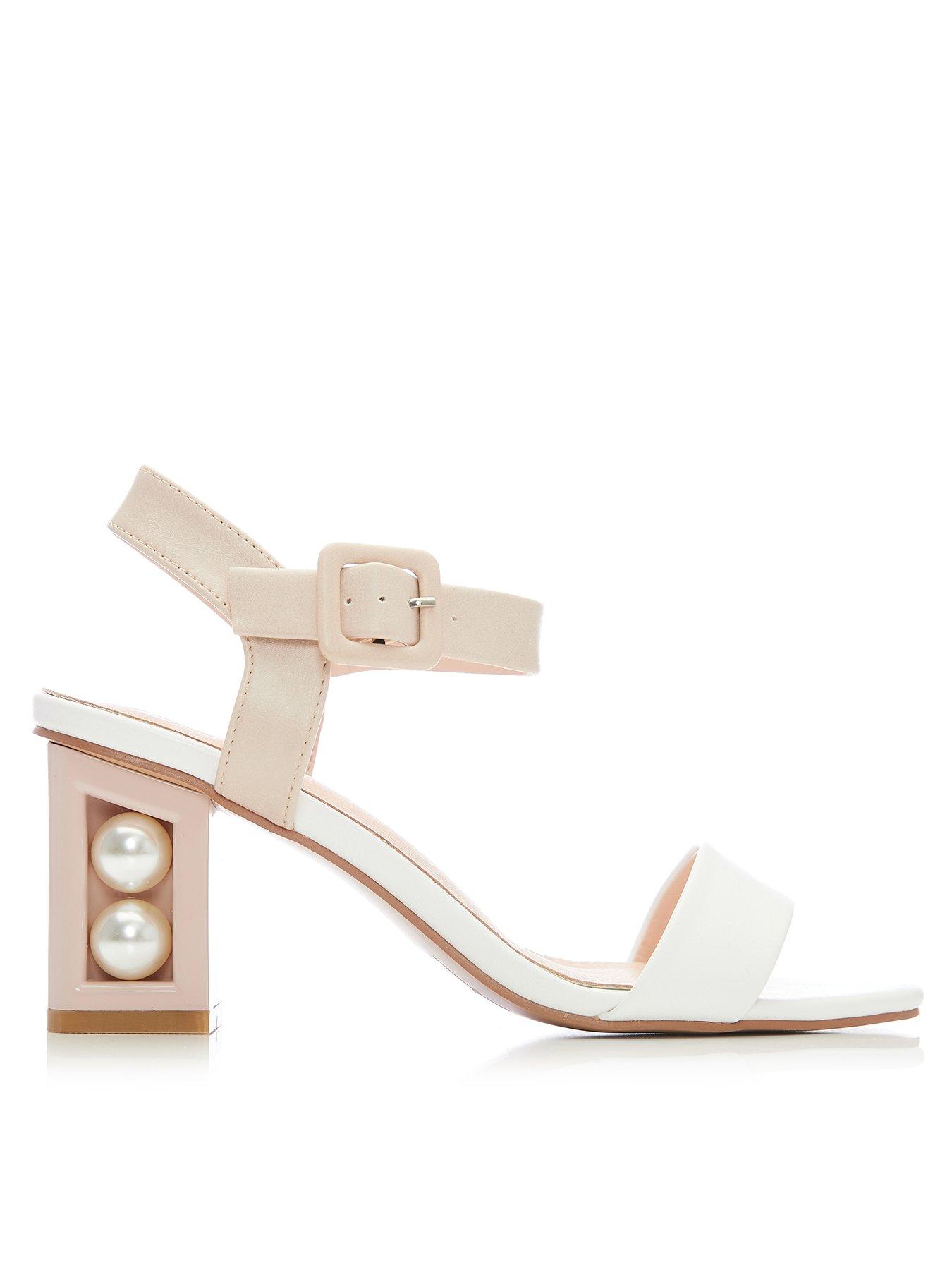 Moda In Pelle Sandypearl Heel Detail Sandals - White/nude