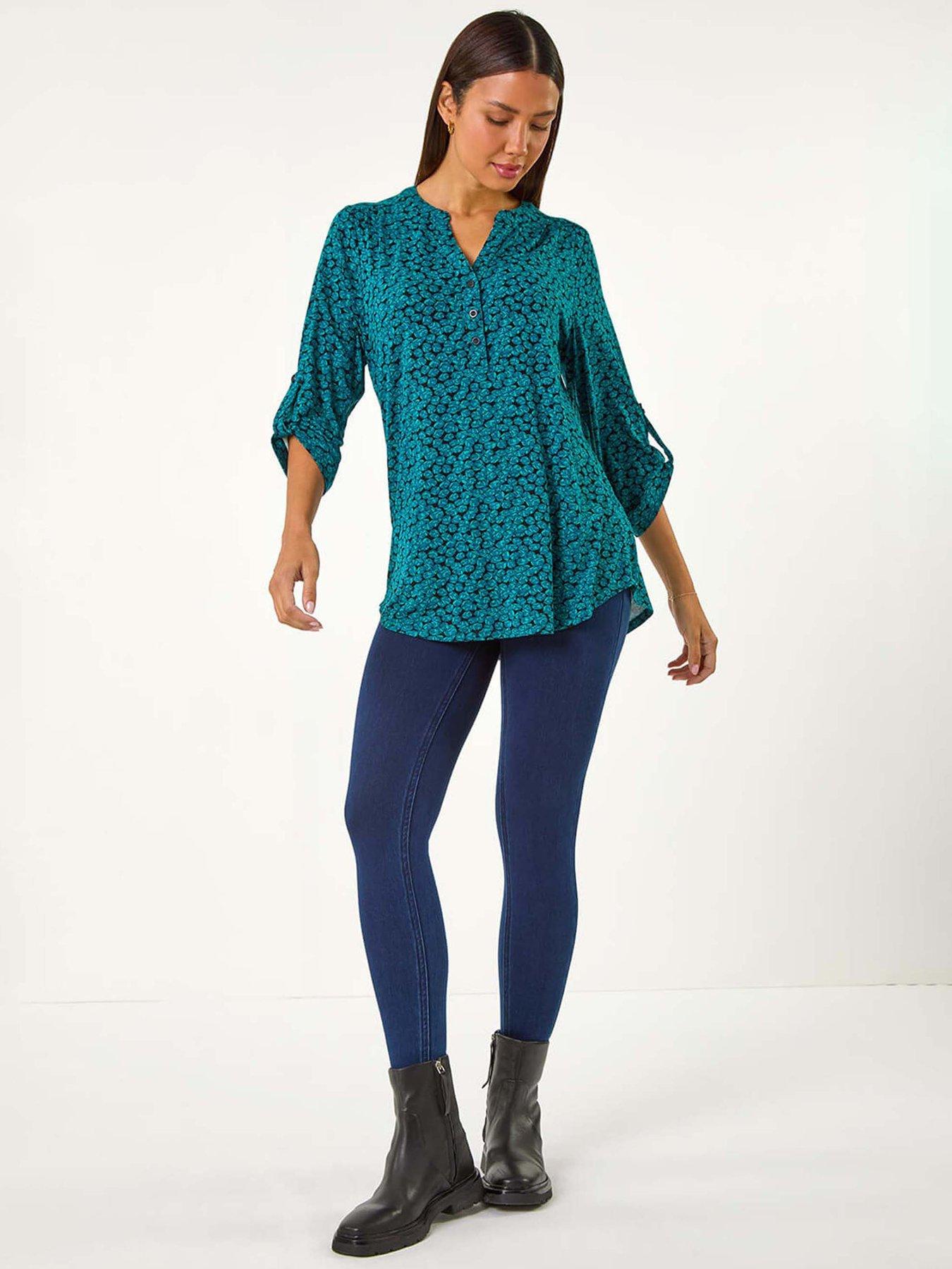 roman-leaf-print-button-detail-shirt-greenback