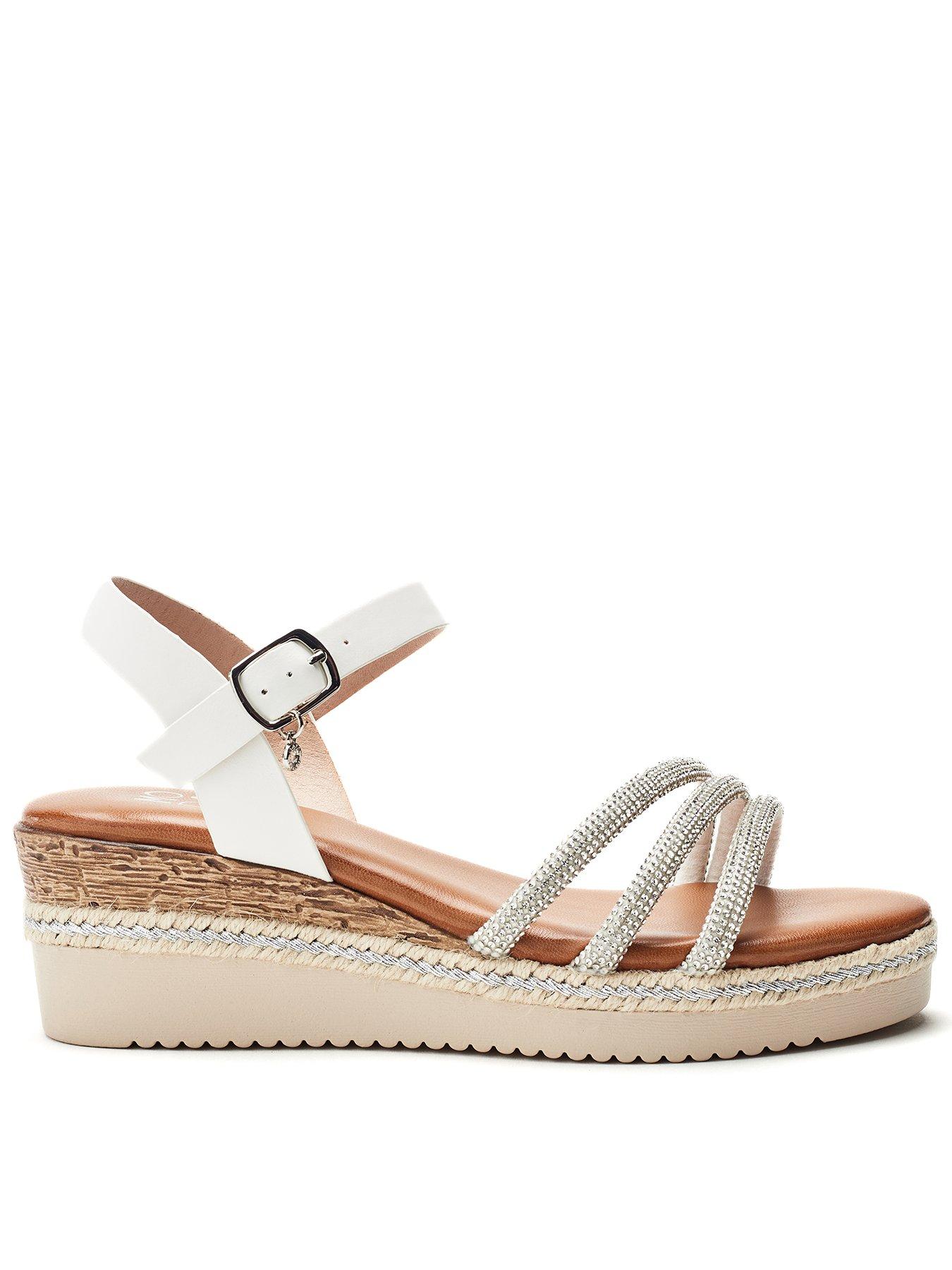 Moda In Pelle Kandace Wedge Sandals - White/silver
