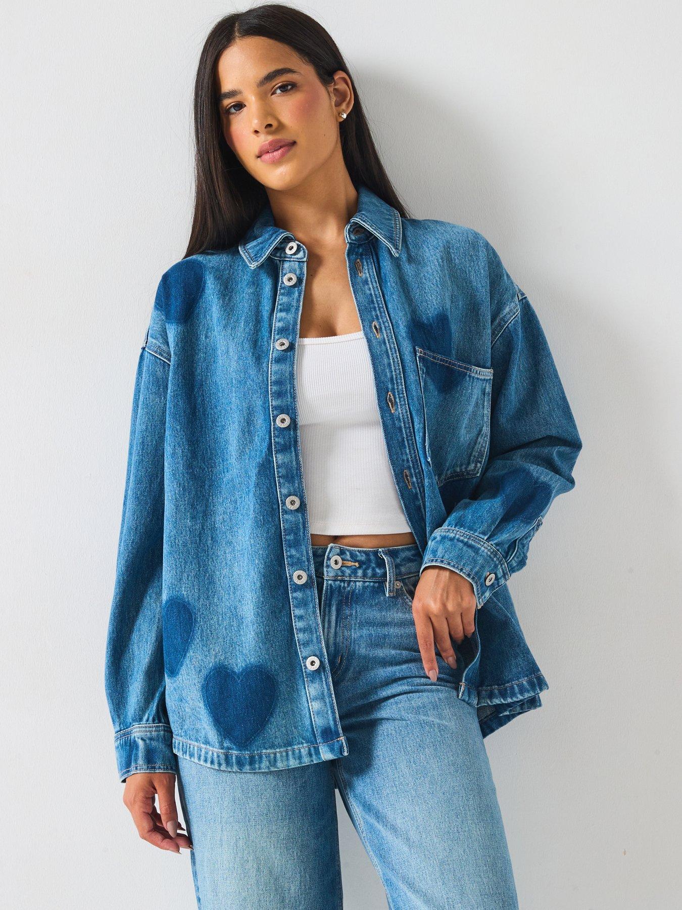 HUGO Garesa Heart Denim Shirt - Blue