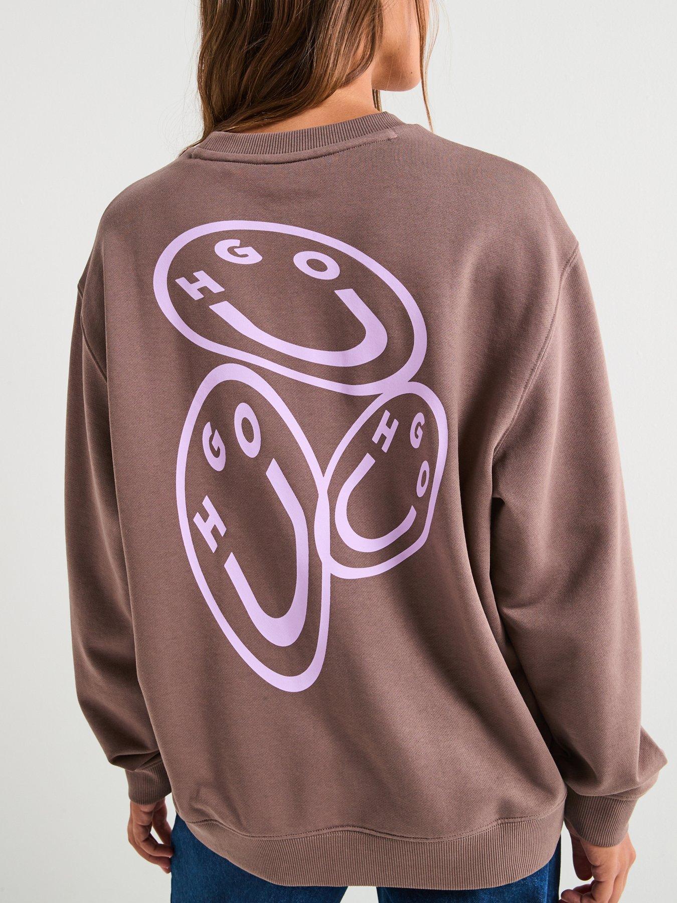 Image 1 of 6 of HUGO Oversized Crew Neck Sweatshirt - Brown