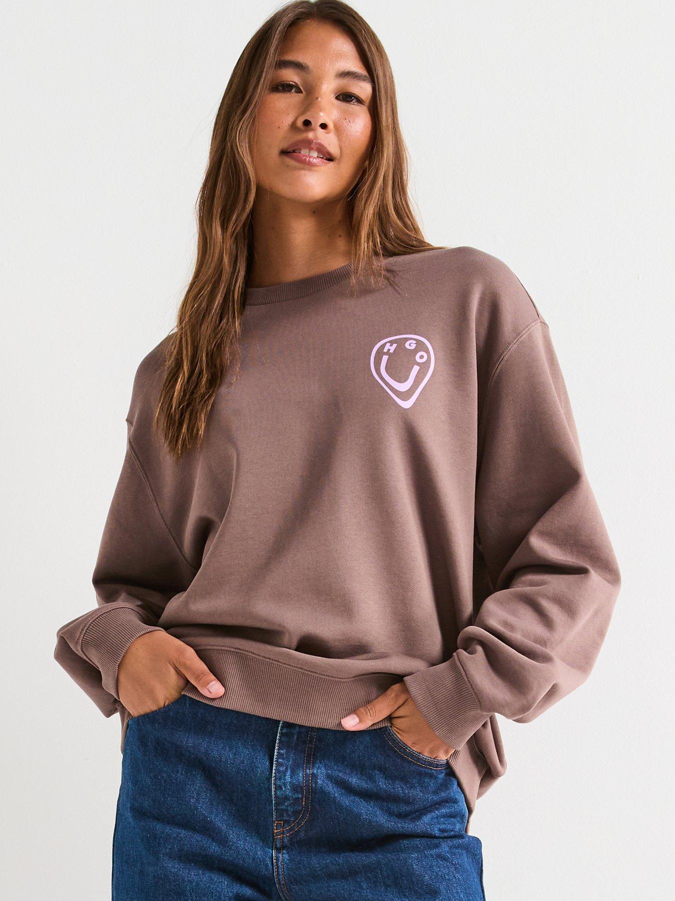Image 2 of 6 of HUGO Oversized Crew Neck Sweatshirt - Brown
