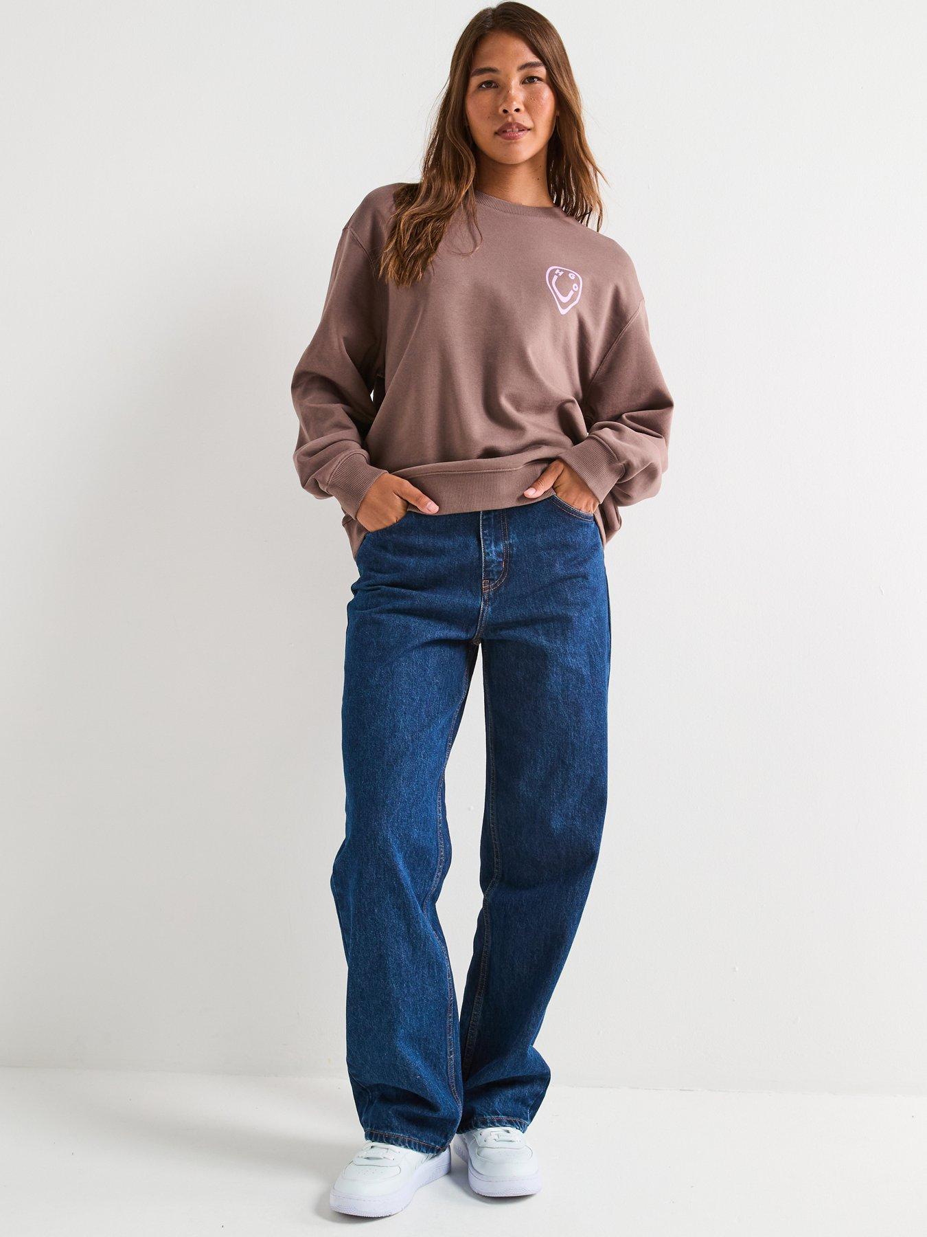 Image 3 of 6 of HUGO Oversized Crew Neck Sweatshirt - Brown