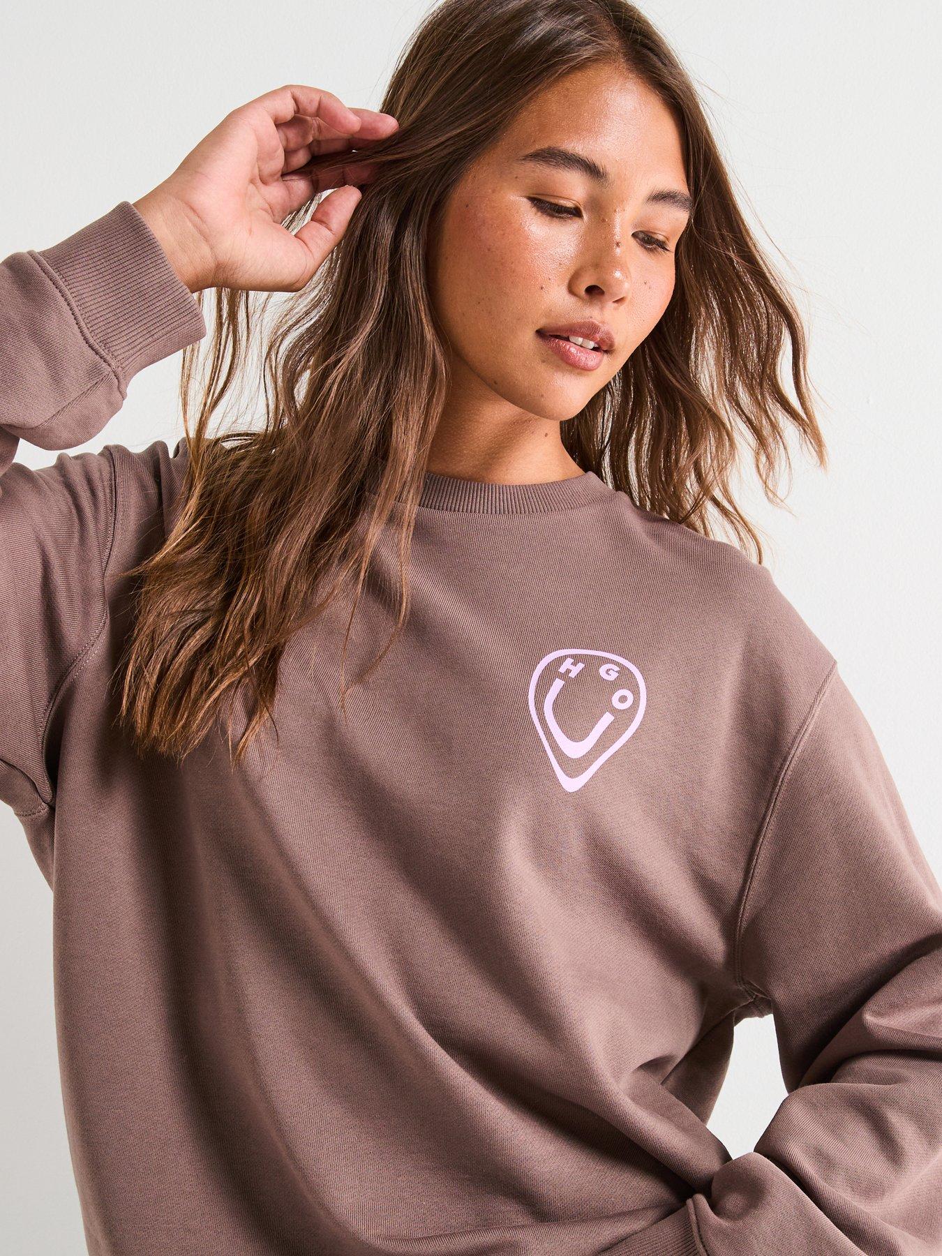 Image 4 of 6 of HUGO Oversized Crew Neck Sweatshirt - Brown