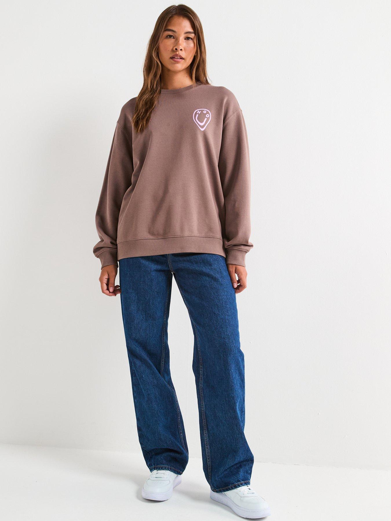 Image 5 of 6 of HUGO Oversized Crew Neck Sweatshirt - Brown