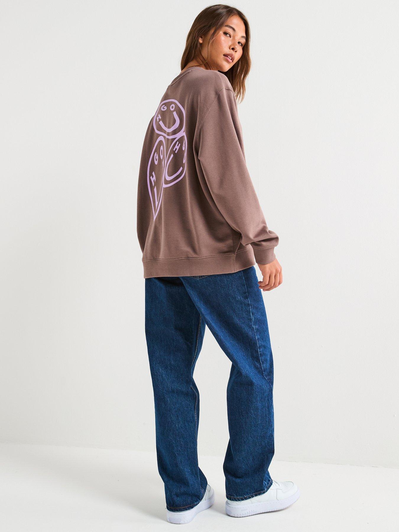 Image 6 of 6 of HUGO Oversized Crew Neck Sweatshirt - Brown