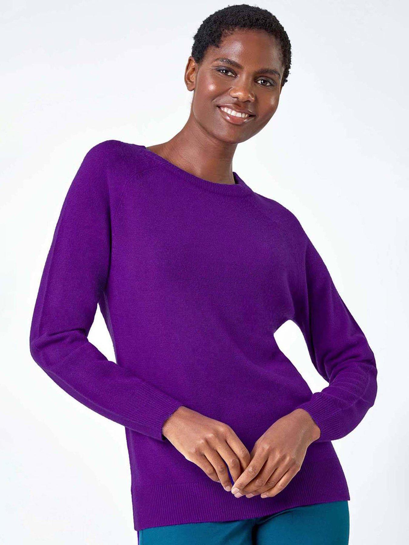 Roman Plain Soft Crew Neck Jumper - Purple