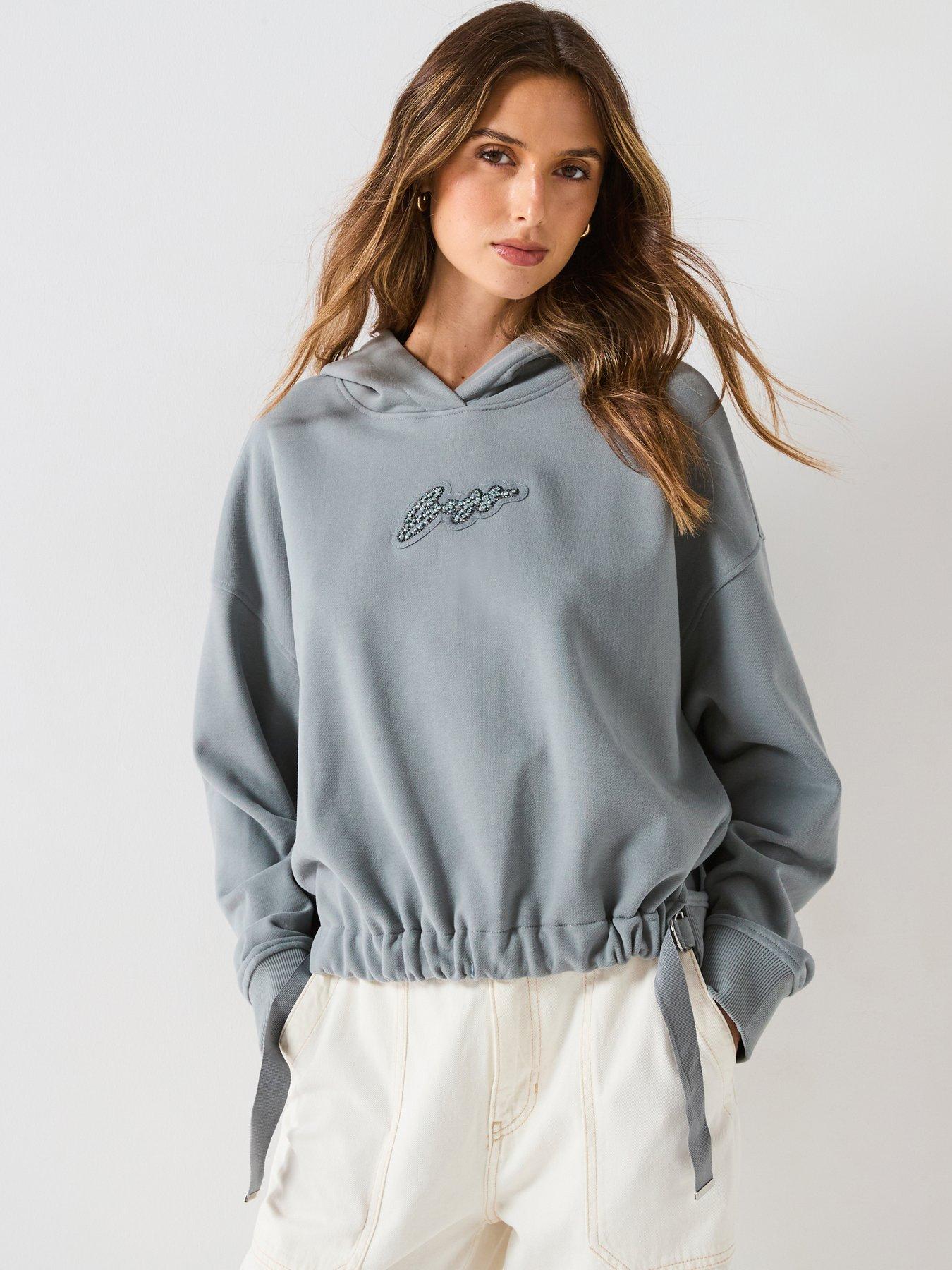 BOSS Embellished Logo Hoodie - Dark Blue