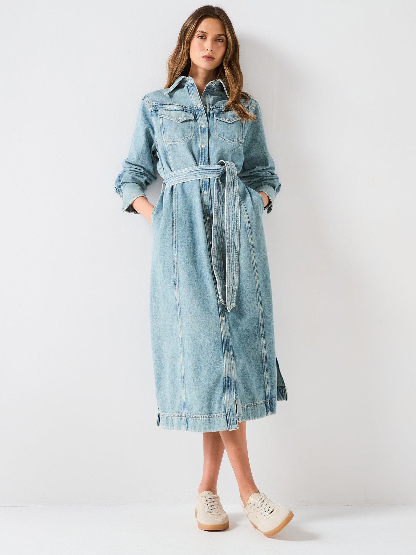 BOSS Long Sleeve Denim Dress - Dark Blue