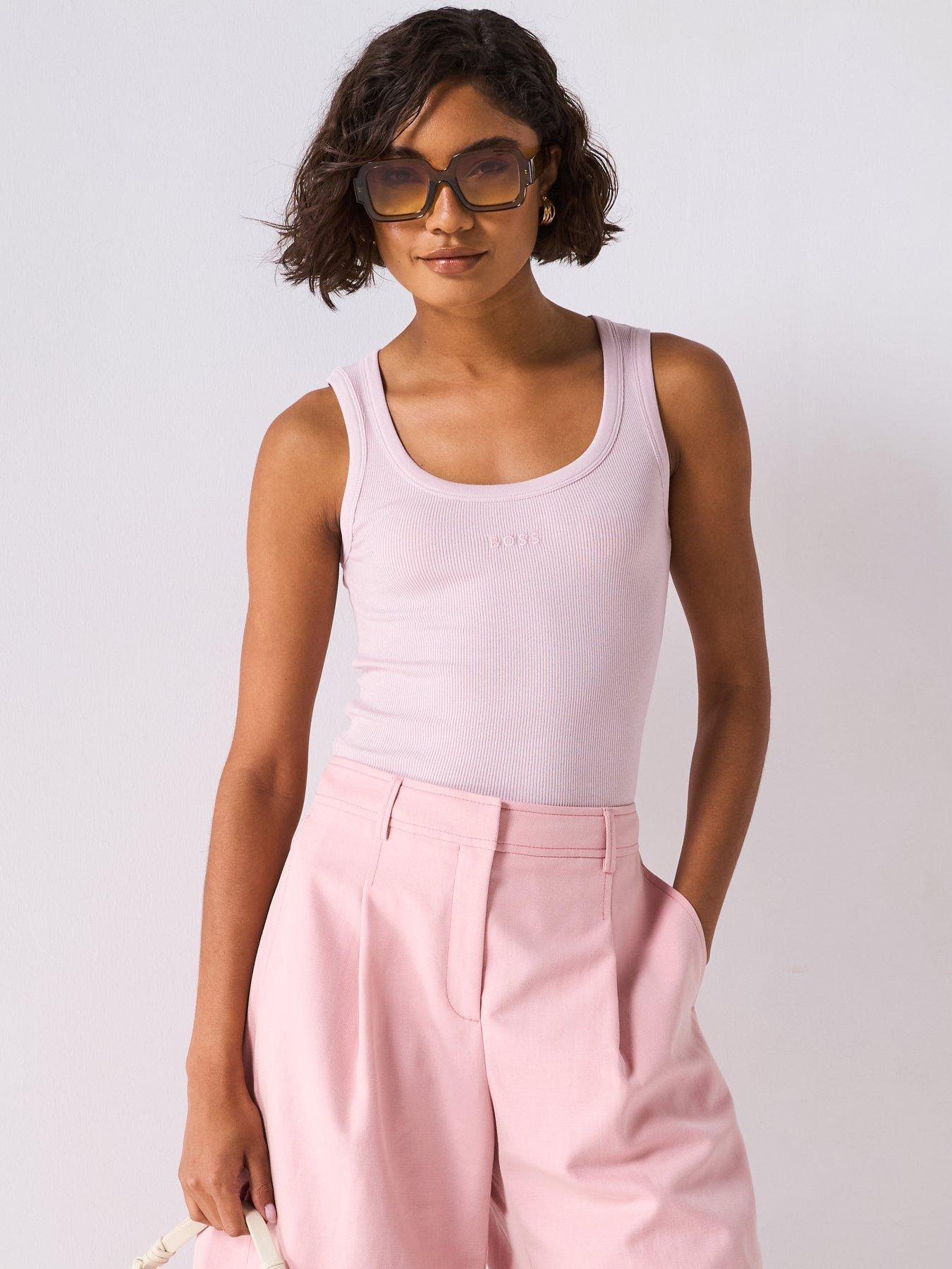BOSS Ribbed Scoop Tank Top - Pink
