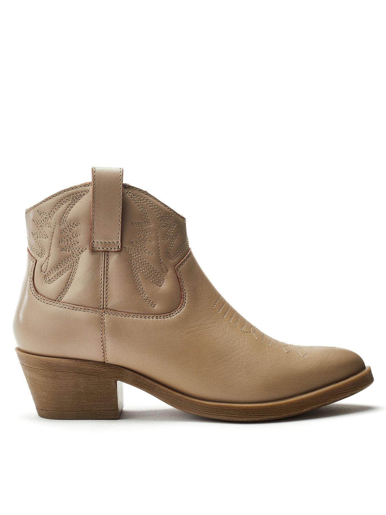 Moda In Pelle Bracknell Leather Western Boots - Cream