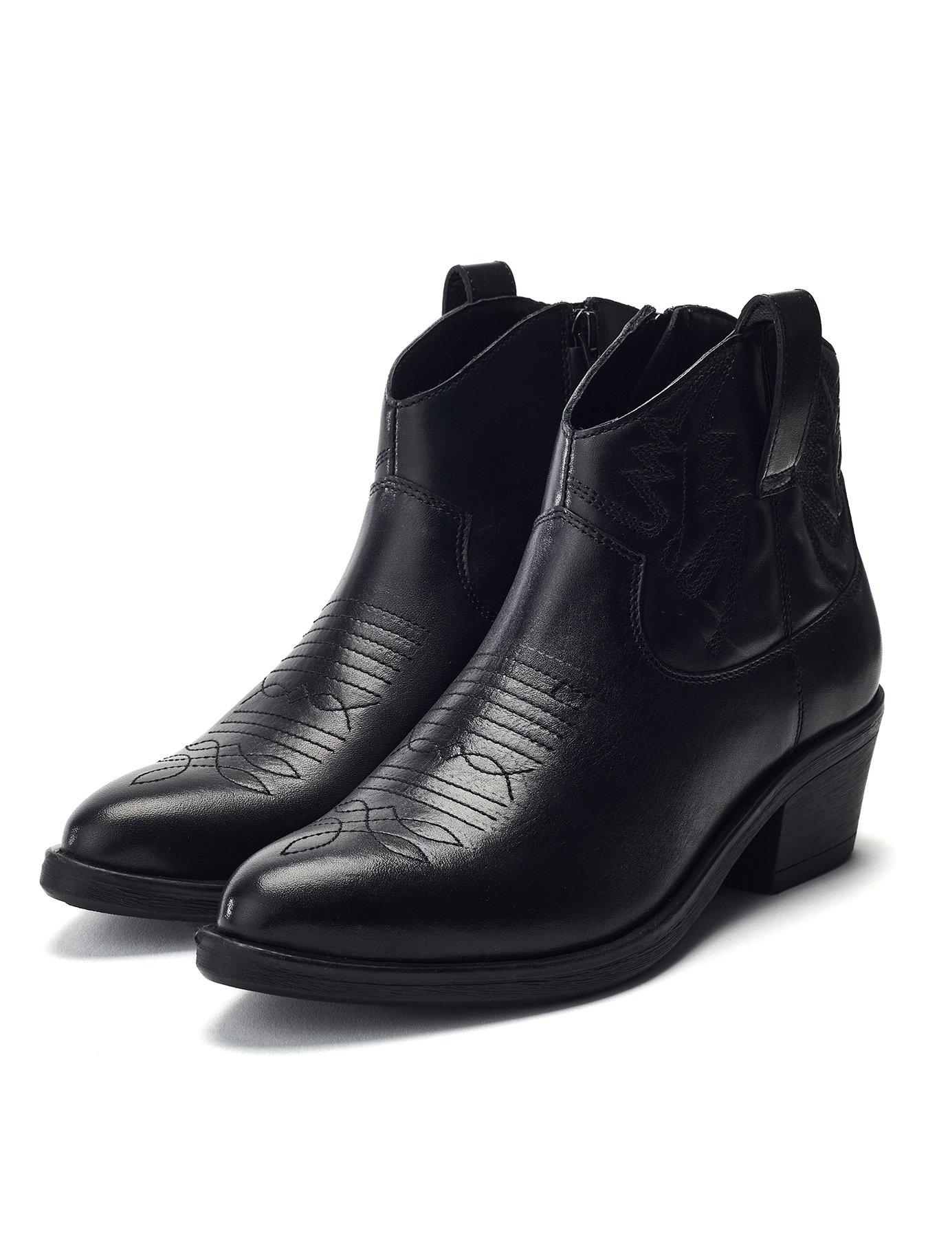 Image 2 of 4 of Moda In Pelle Bracknell Leather Western Boots - Black