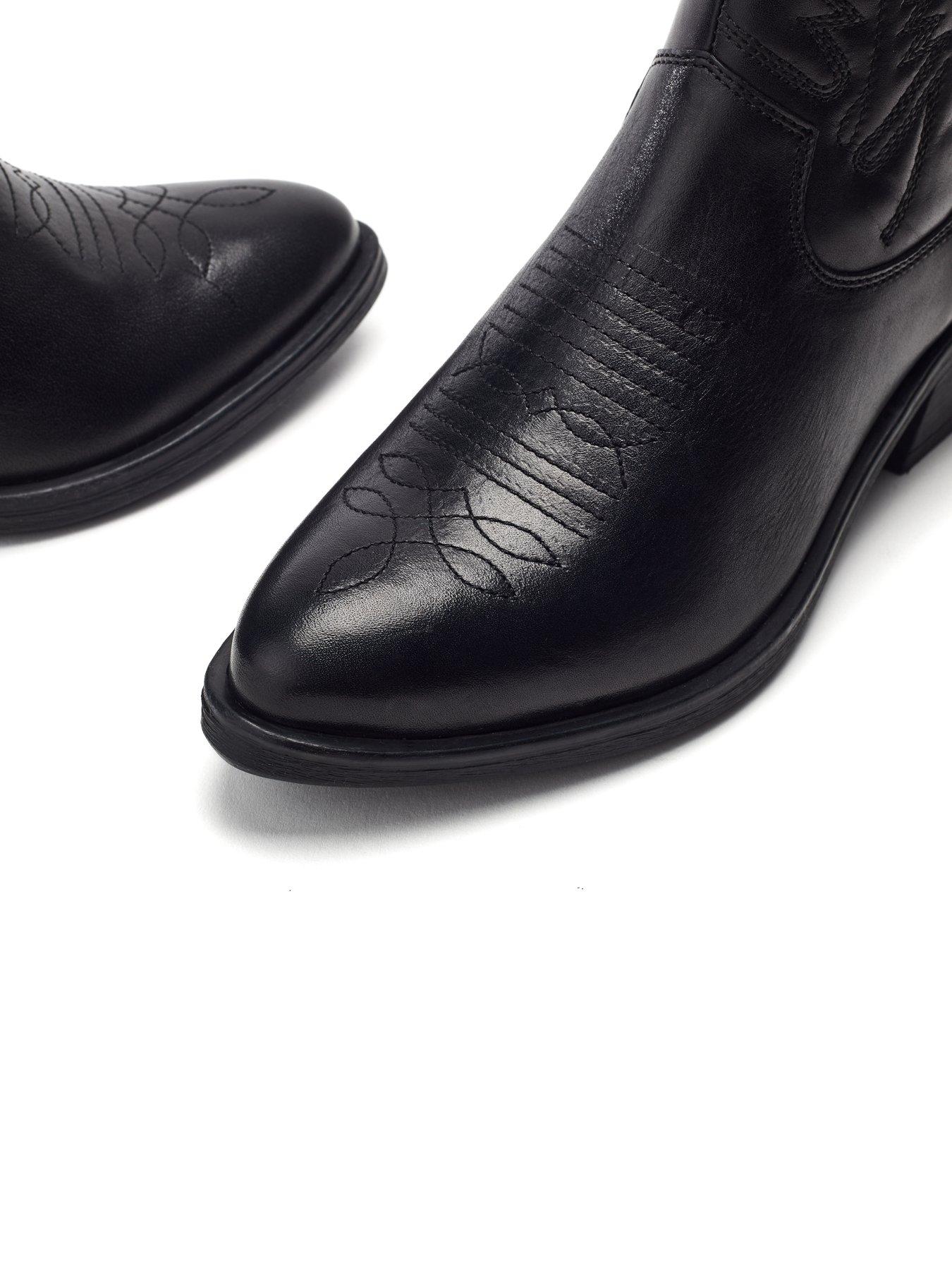 Image 4 of 4 of Moda In Pelle Bracknell Leather Western Boots - Black