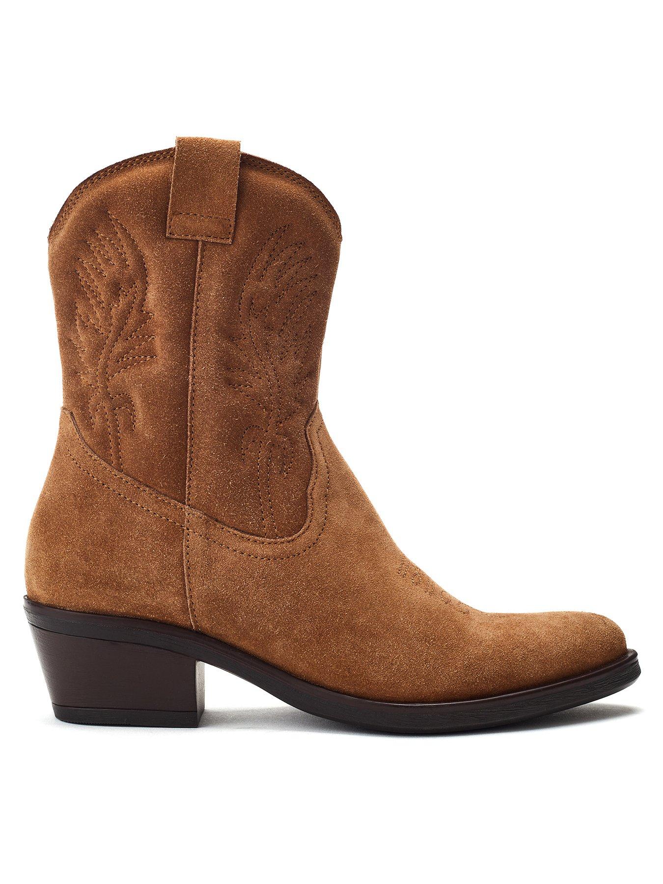 Moda In Pelle Bletchley Suede Western Boots - Tan