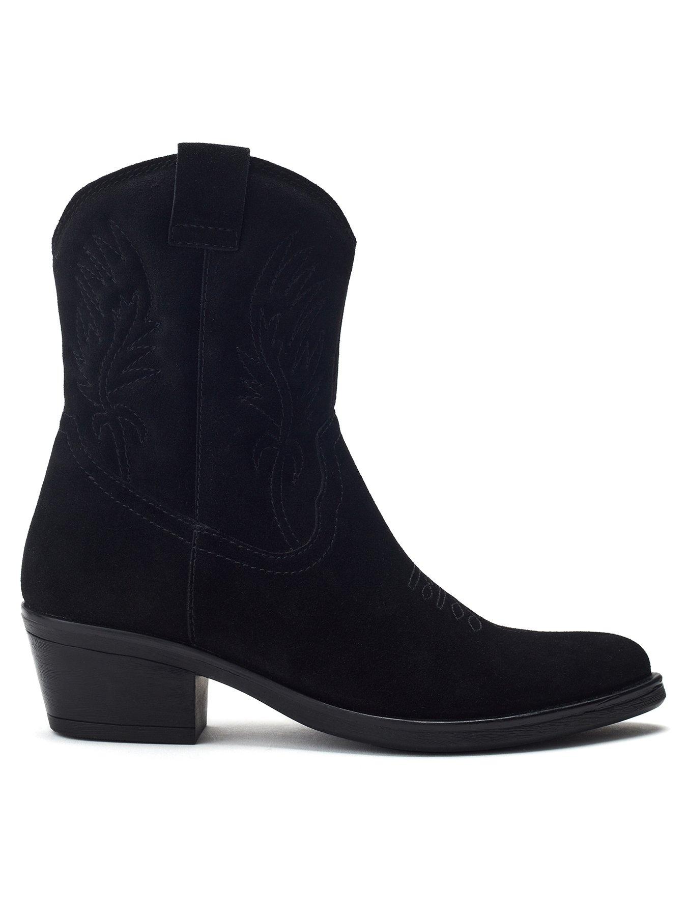 Image 1 of 4 of Moda In Pelle Bletchley Suede Western Boots - Black