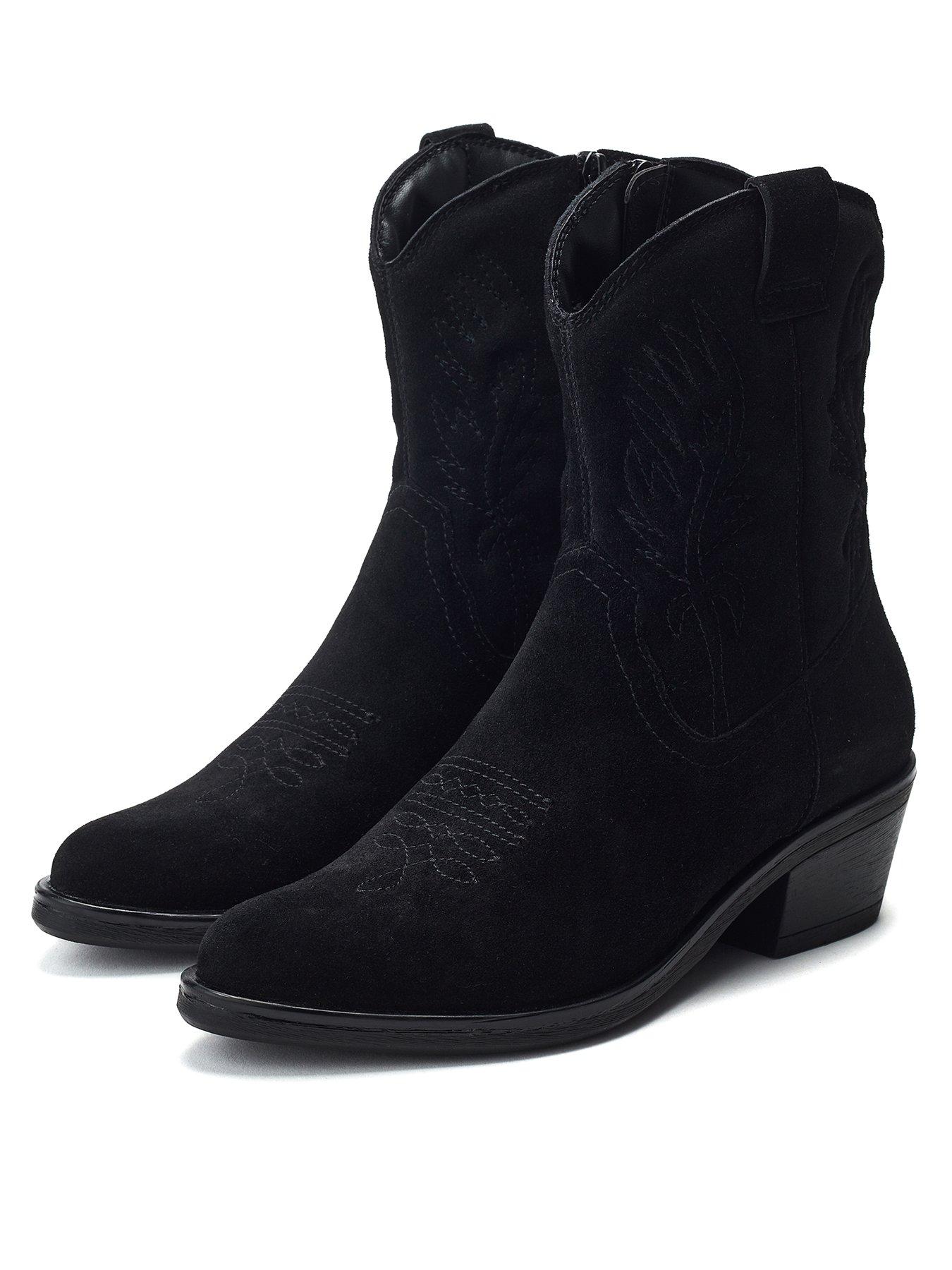 Image 2 of 4 of Moda In Pelle Bletchley Suede Western Boots - Black