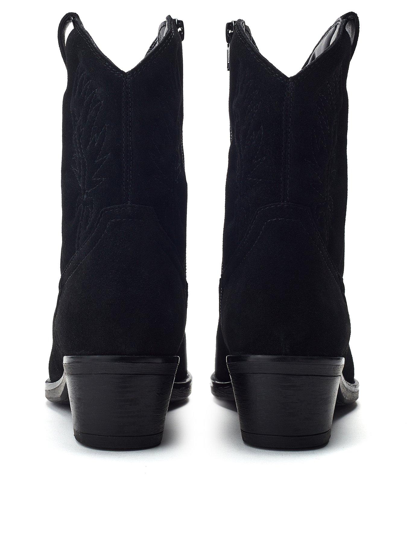 Image 3 of 4 of Moda In Pelle Bletchley Suede Western Boots - Black