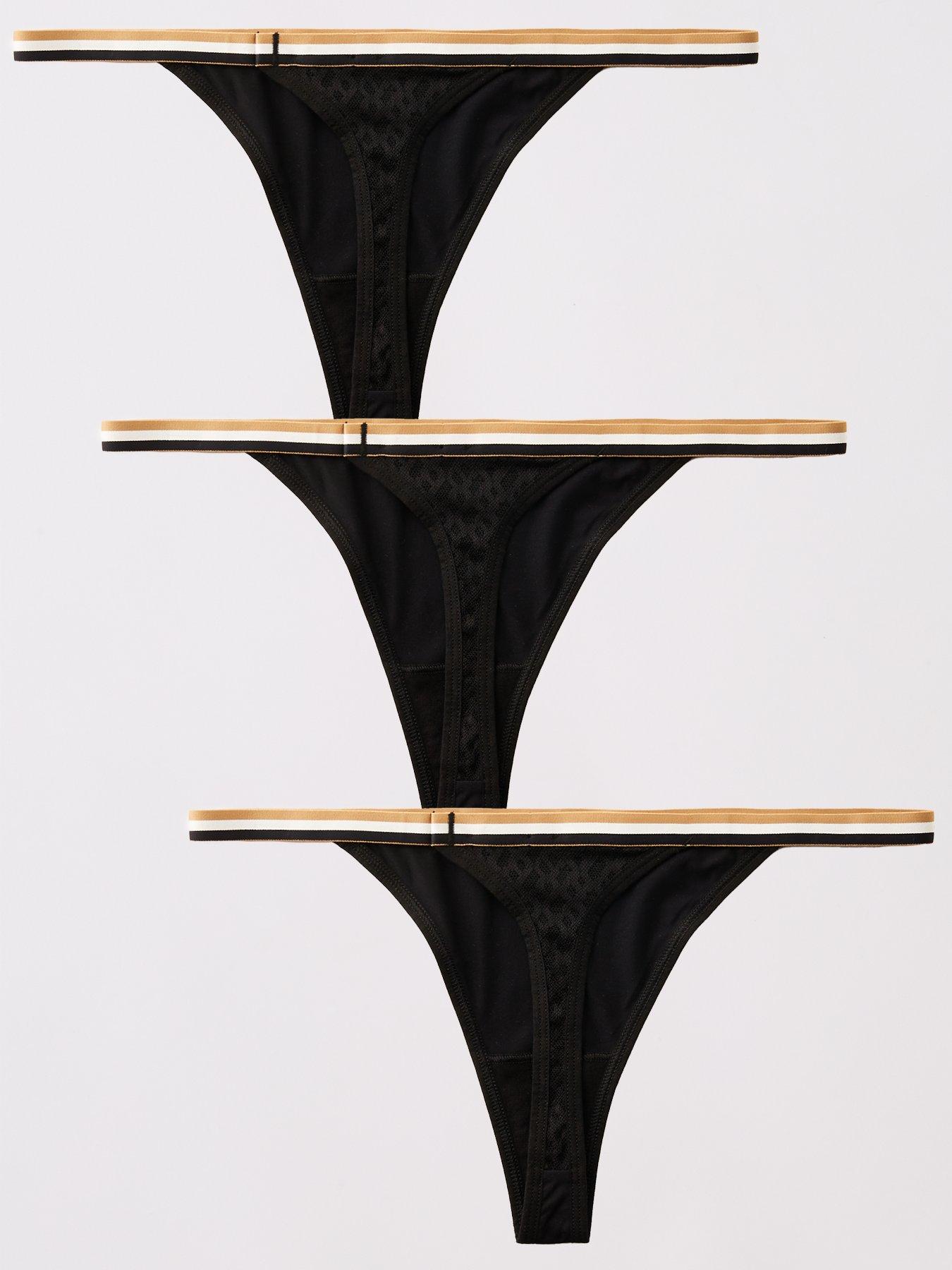 BOSS 3 Pack Lace Thong Set - Black