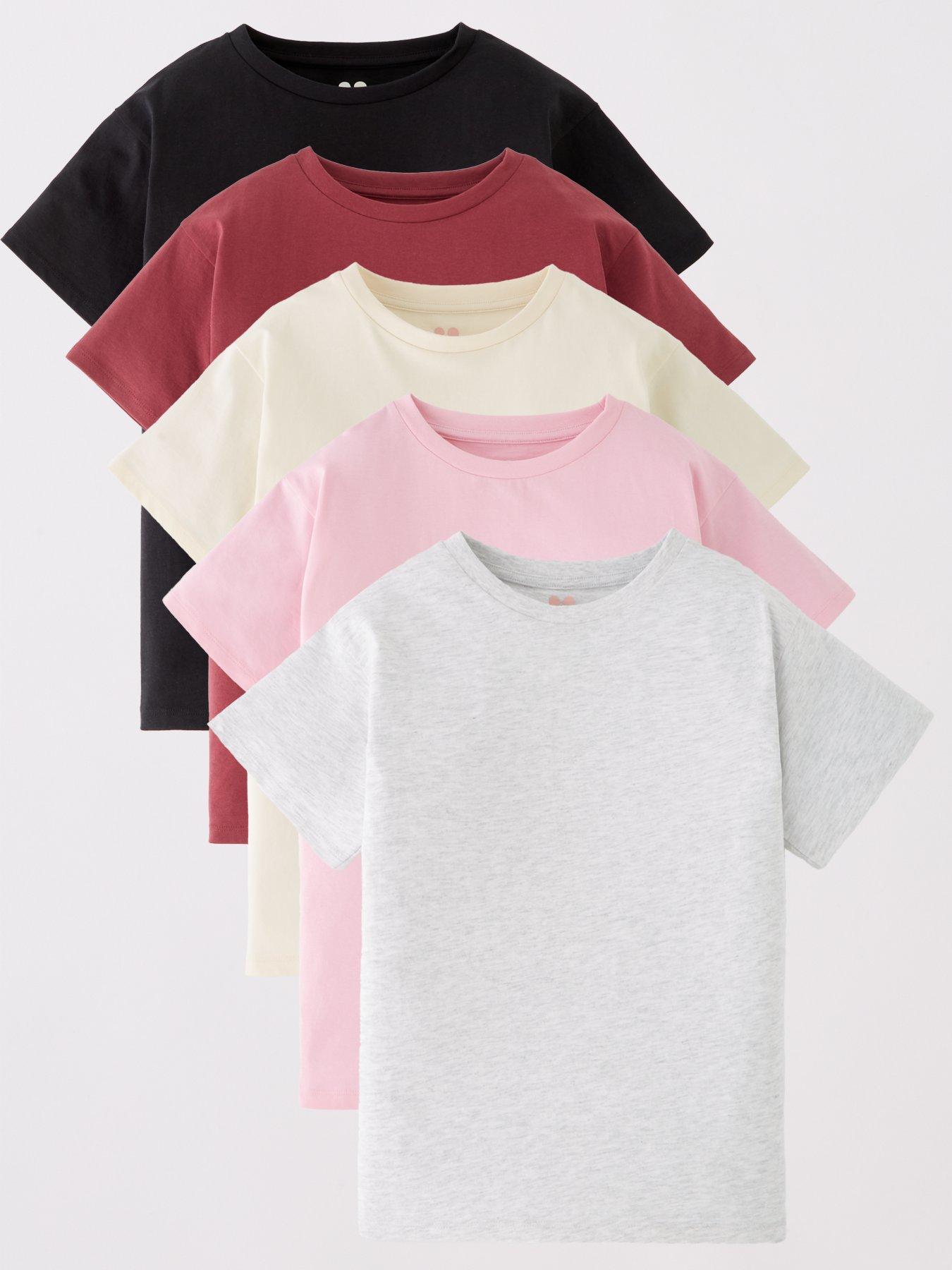 V by Very Girls 5 Pack Short Sleeve T-Shirts - Multi